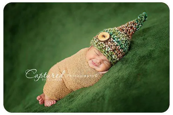 Green Brown Newborn Gnome Hat