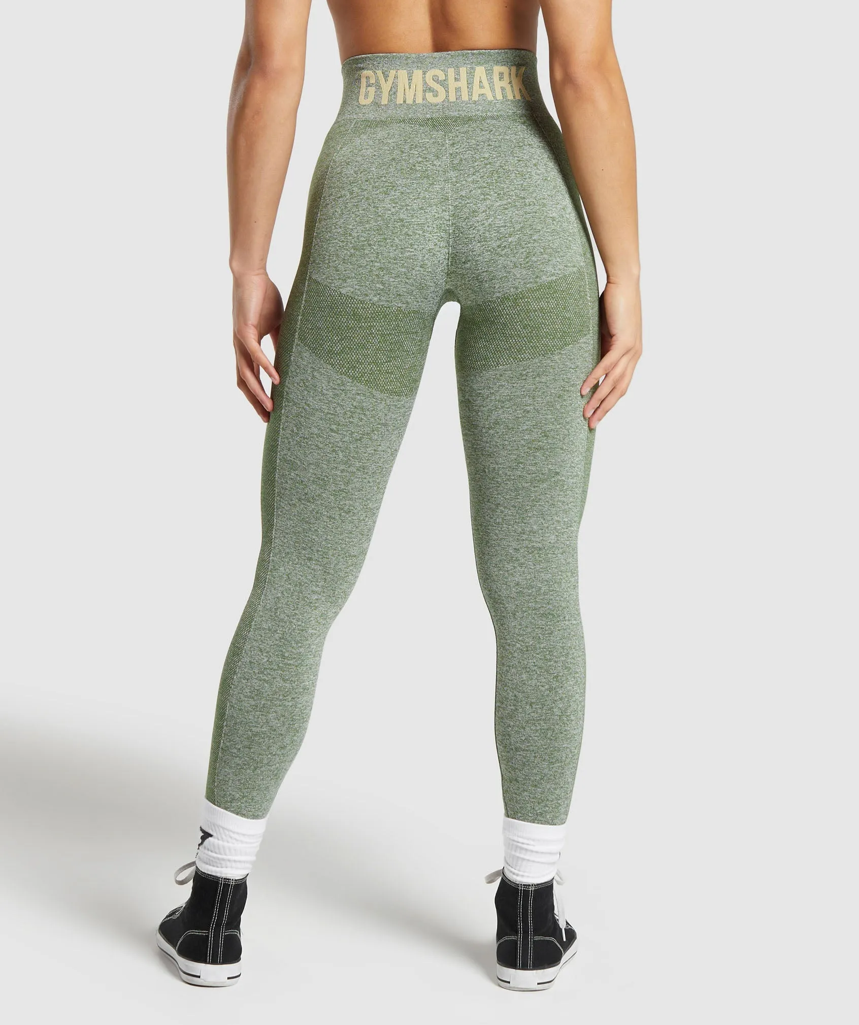 Gymshark Flex High Waisted Leggings - Force Green/Vanilla Beige