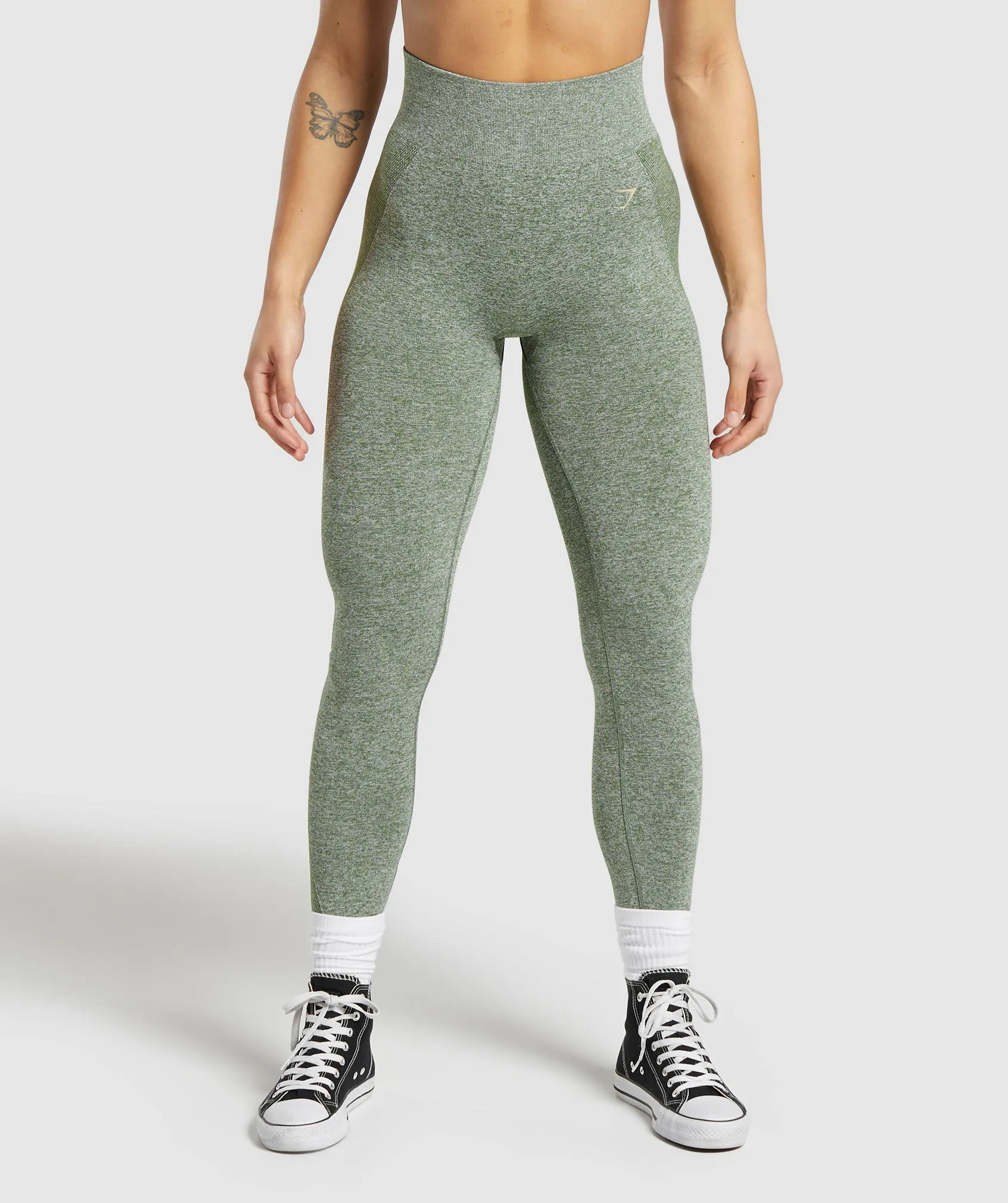 Gymshark Flex High Waisted Leggings - Force Green/Vanilla Beige