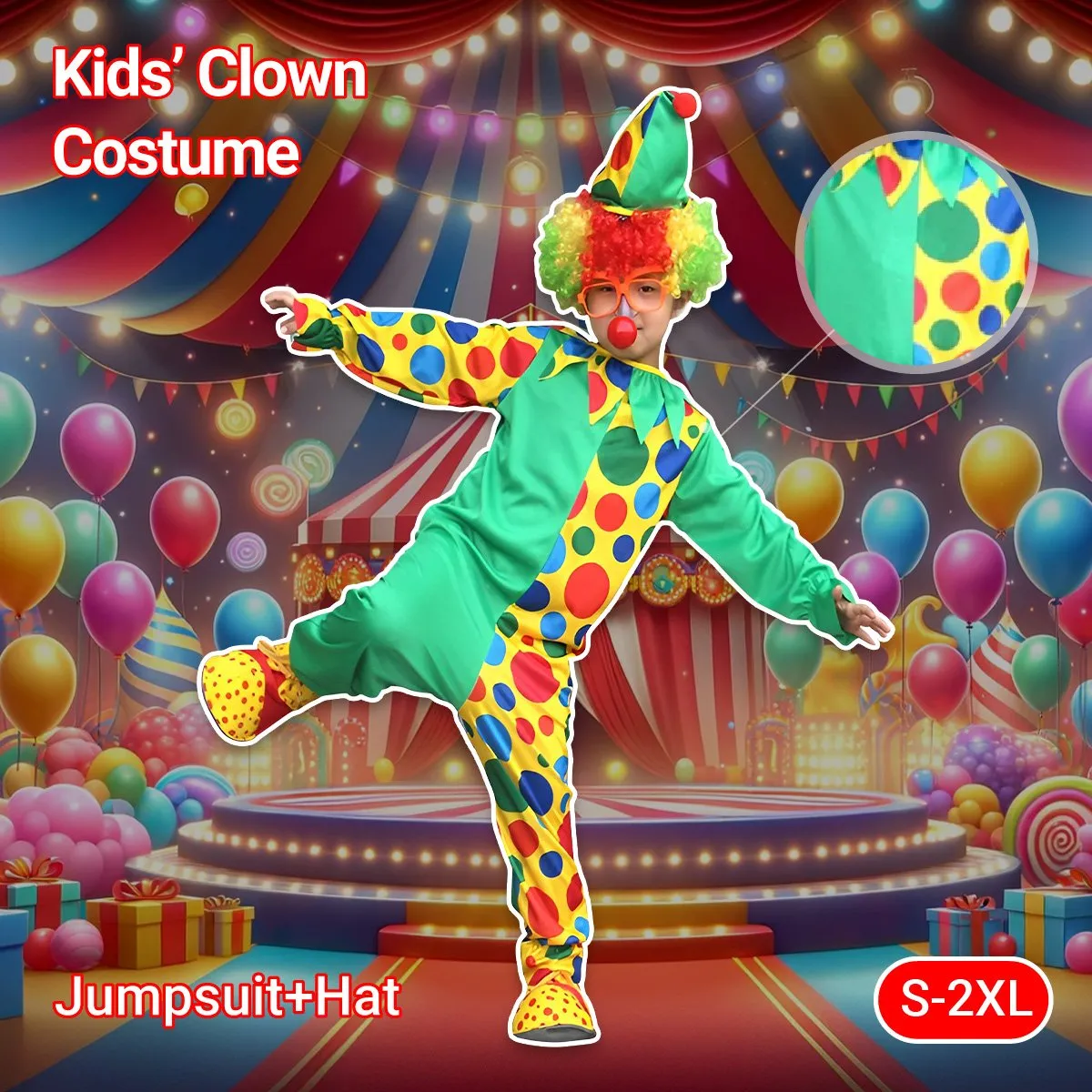 Halloween Boy Girl Clown Costume Cosplay Masquerade Magic Costume Circus Clown Suit