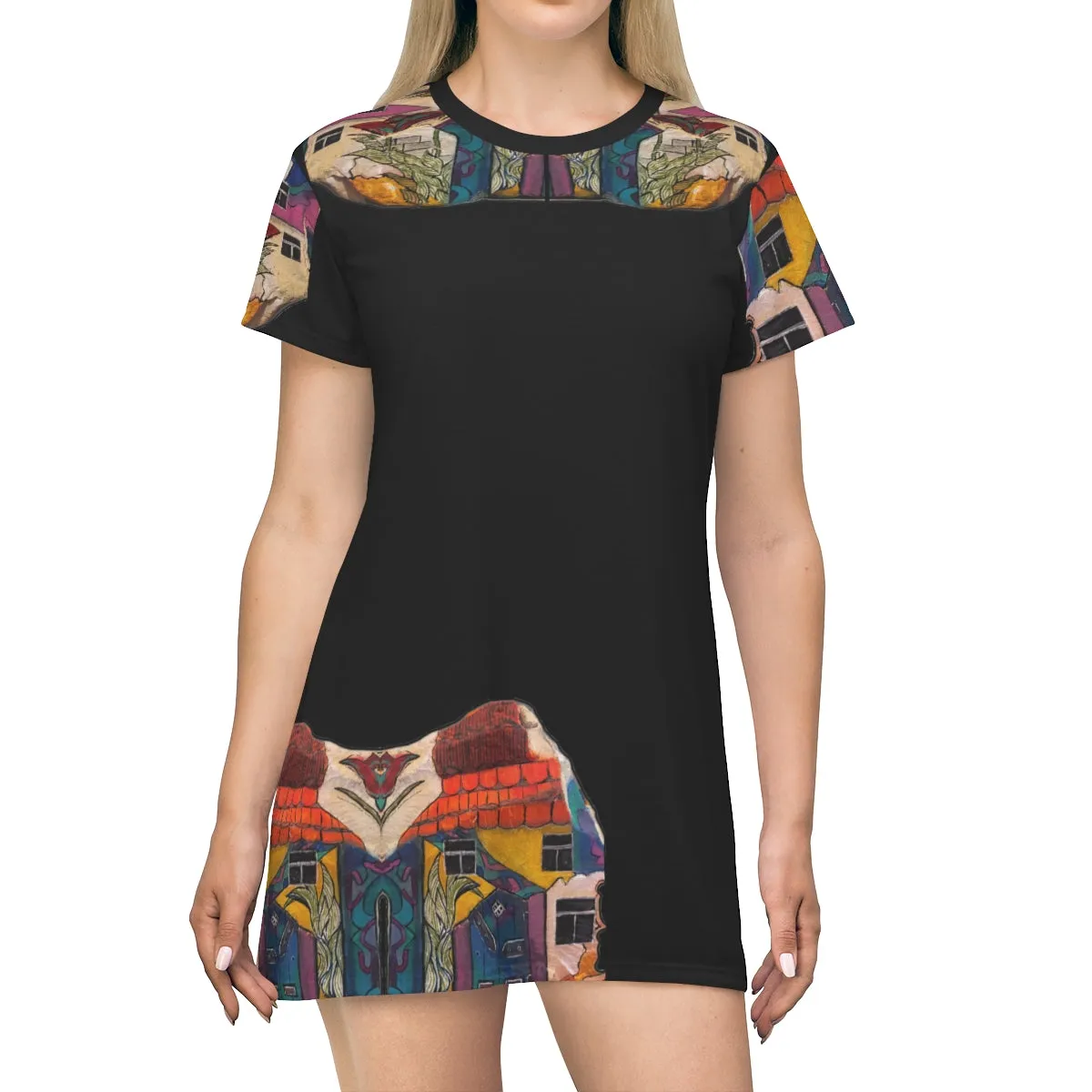 Hand Painted Abstract Design by Js.j on T-shirt Dress