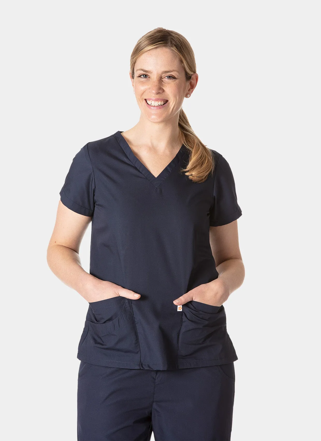 HappyFIT Lily Scrub Top - Navy