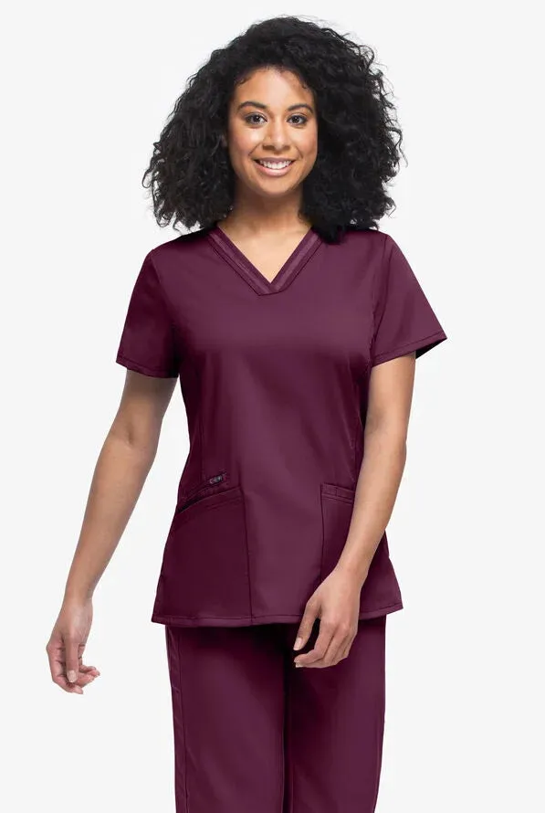 HH Purple Label Women's Jasmin Satin Ribbon V-Neck Scrub Top 2278