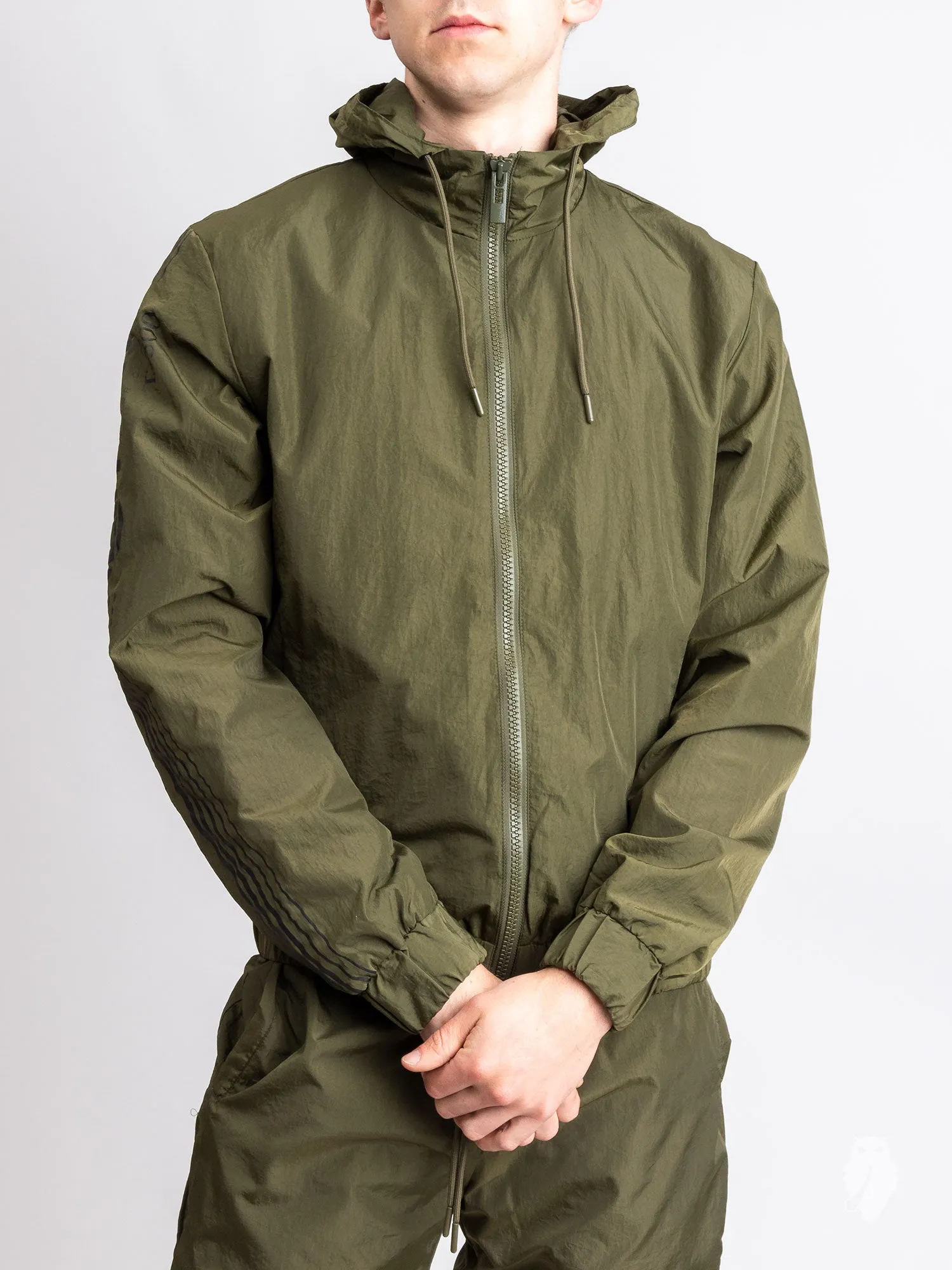 Hooded Track Jacket in Crisp Olive