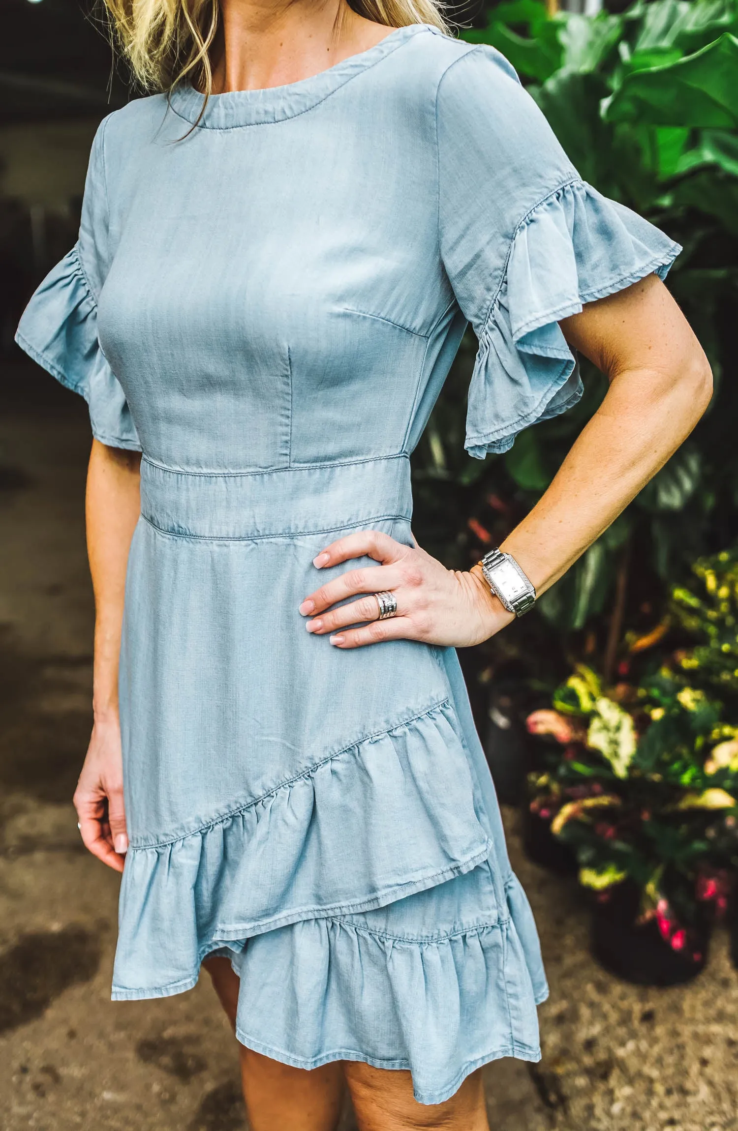 Indigo Ruffle Dress FINAL SALE