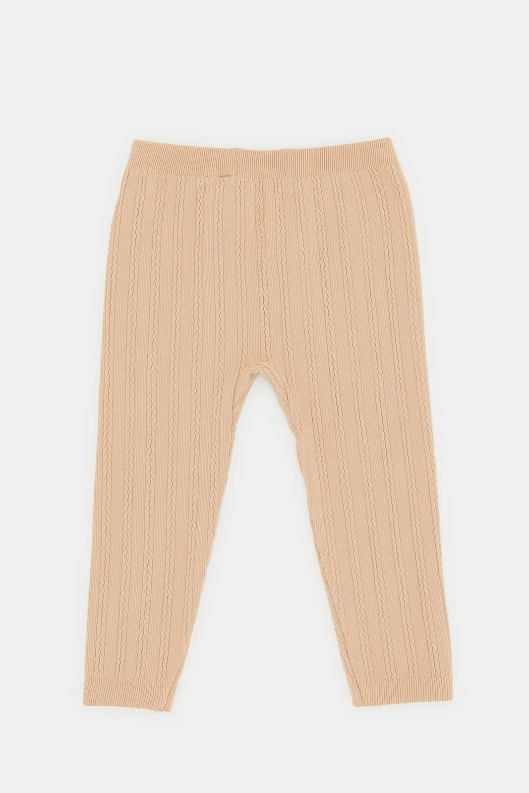 Infant Girls Beige Cable Leggings