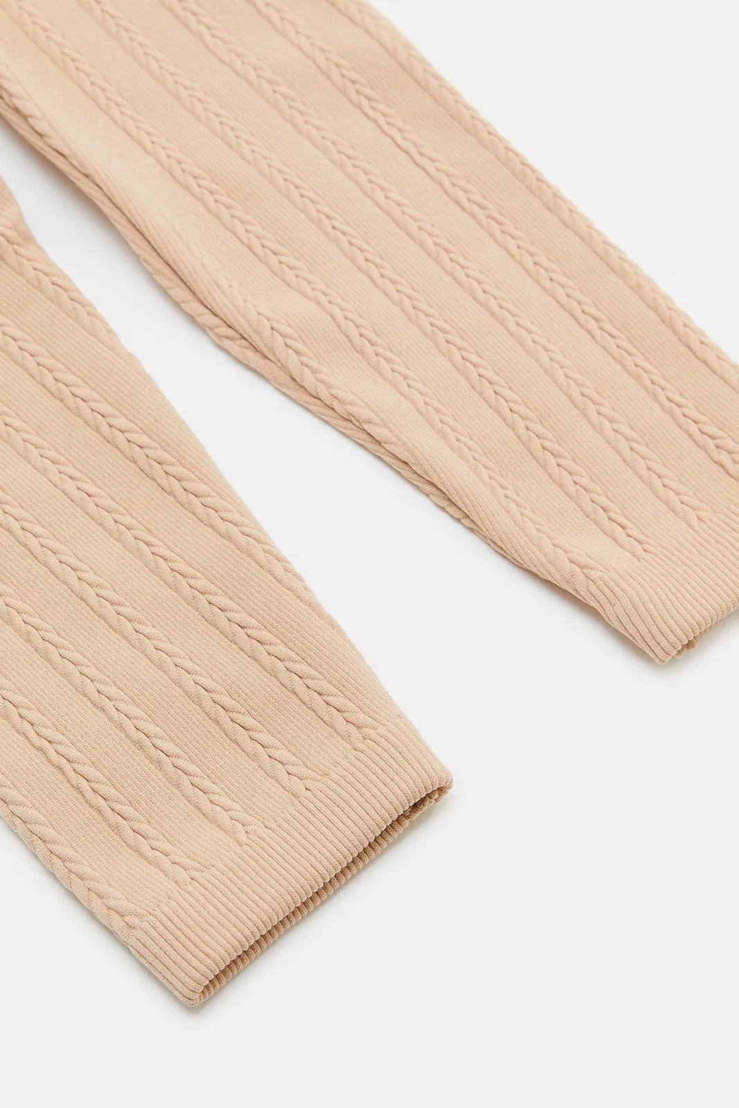 Infant Girls Beige Cable Leggings