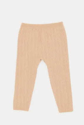 Infant Girls Beige Cable Leggings