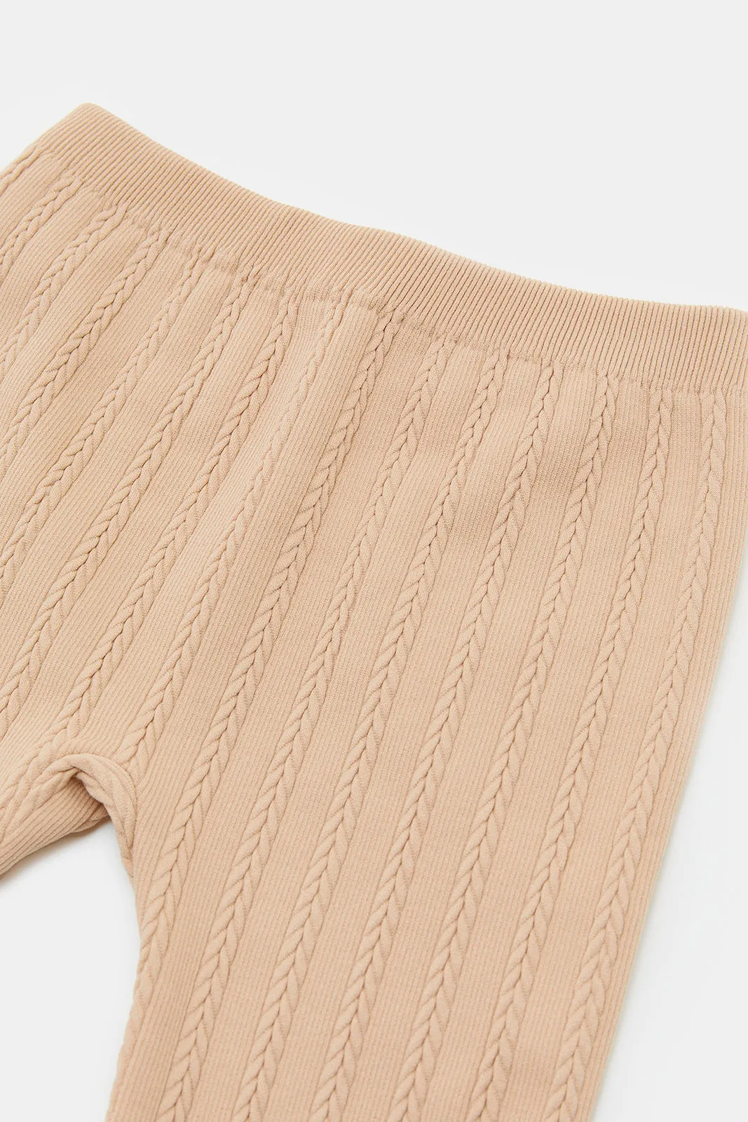 Infant Girls Beige Cable Leggings