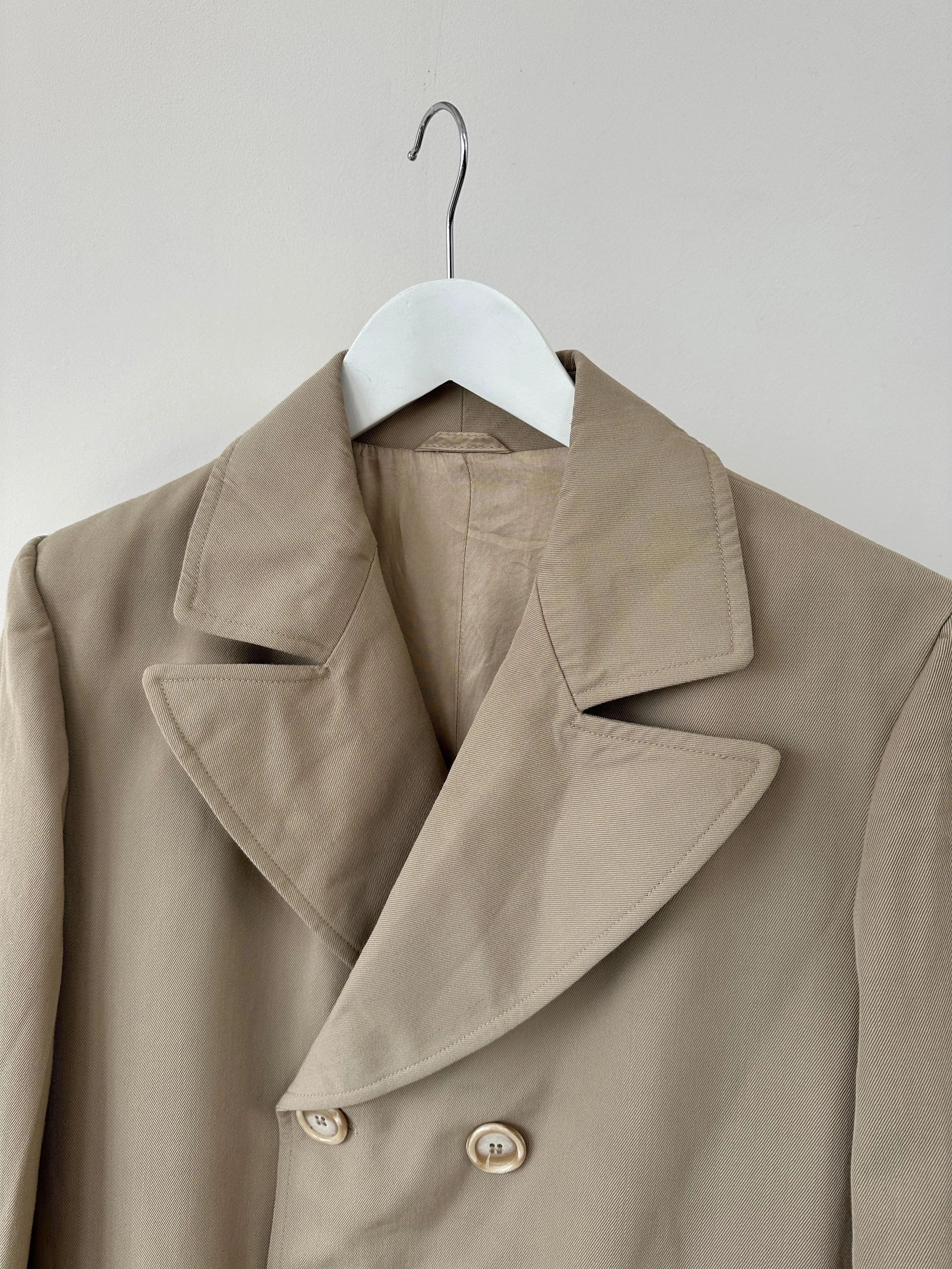 Italian Vintage Pure Wool Double Breasted Trench Coat - S/M