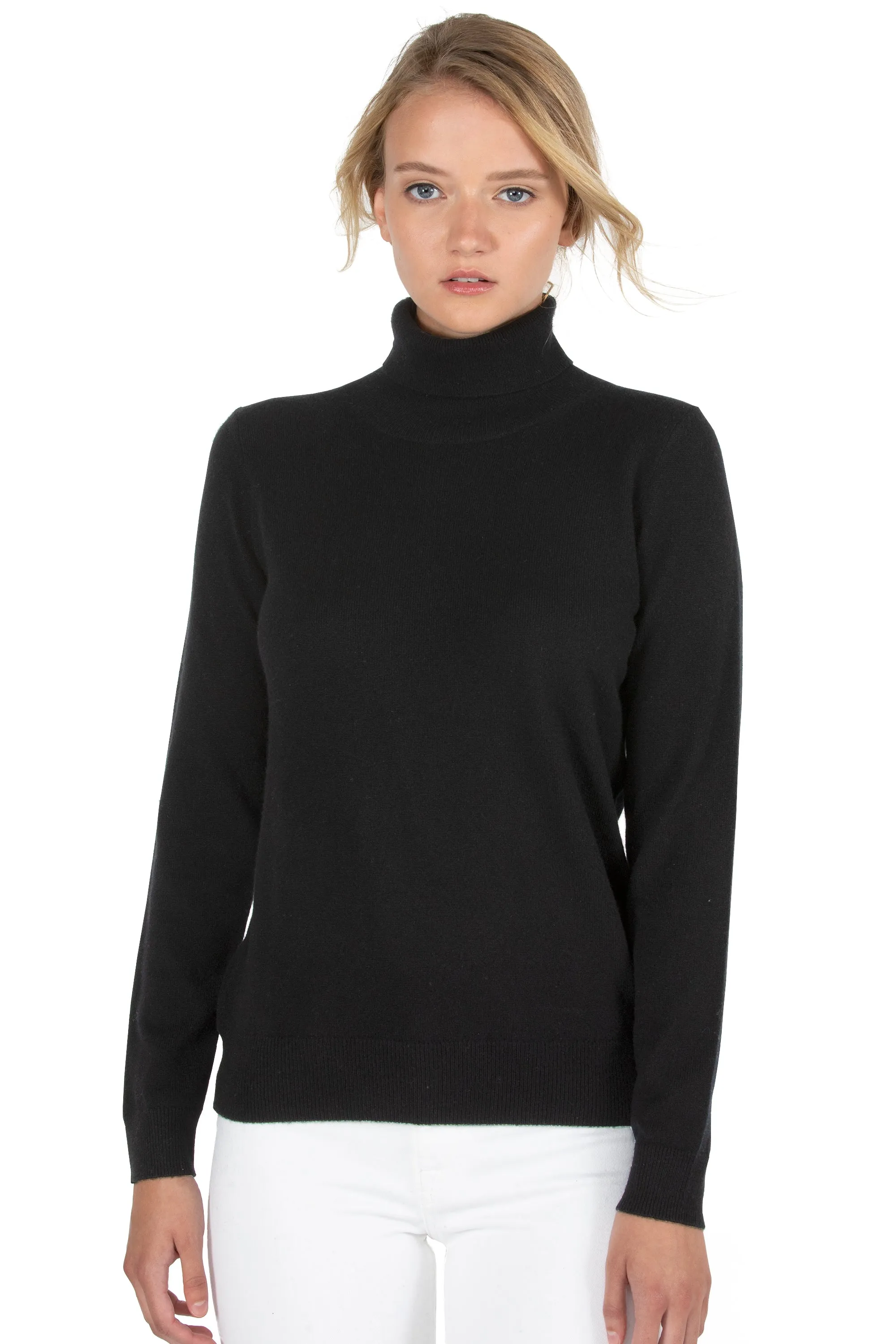 JENNIE LIU Women's 100% Pure Cashmere Long Sleeve Pullover Turtleneck Sweater