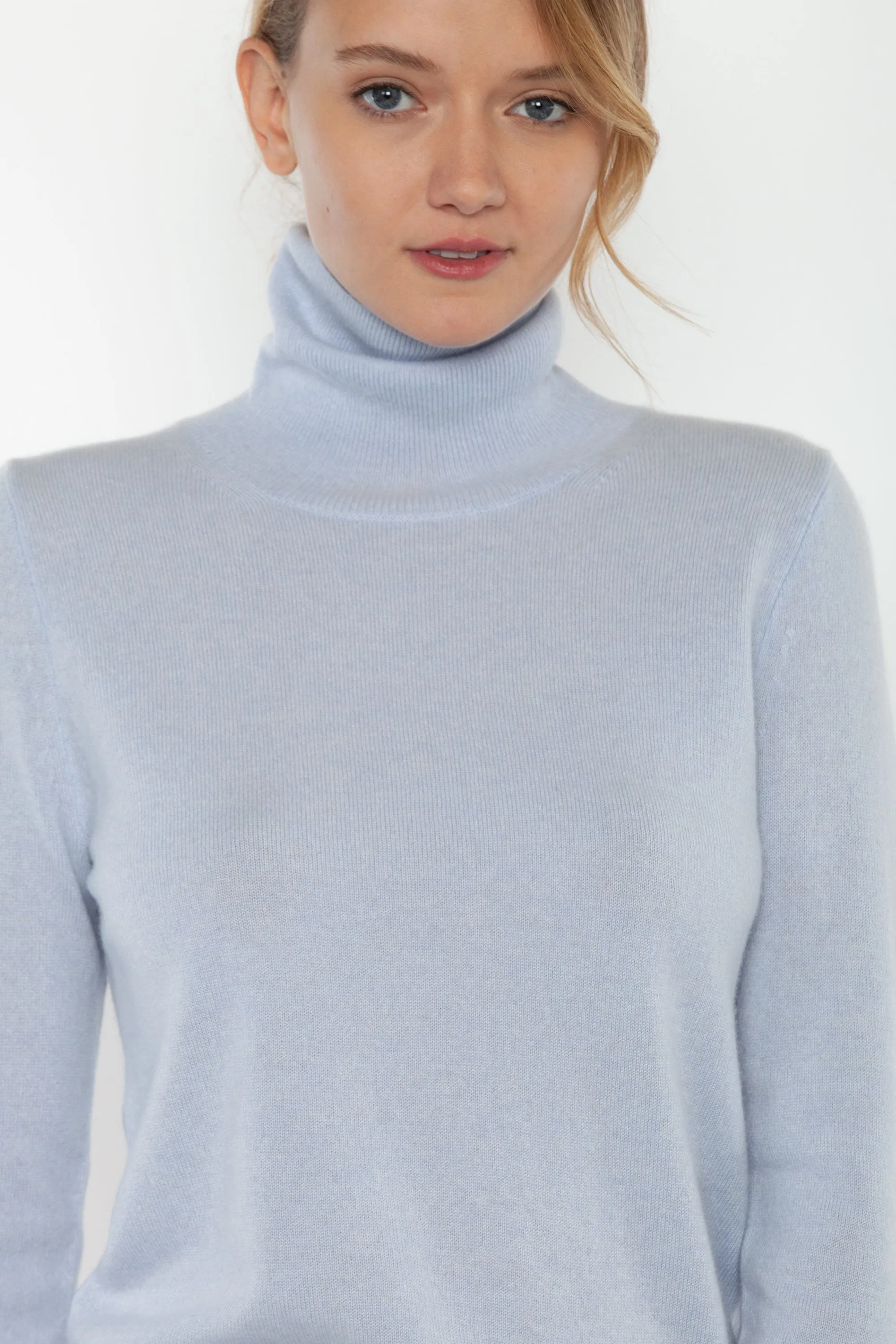 JENNIE LIU Women's 100% Pure Cashmere Long Sleeve Pullover Turtleneck Sweater