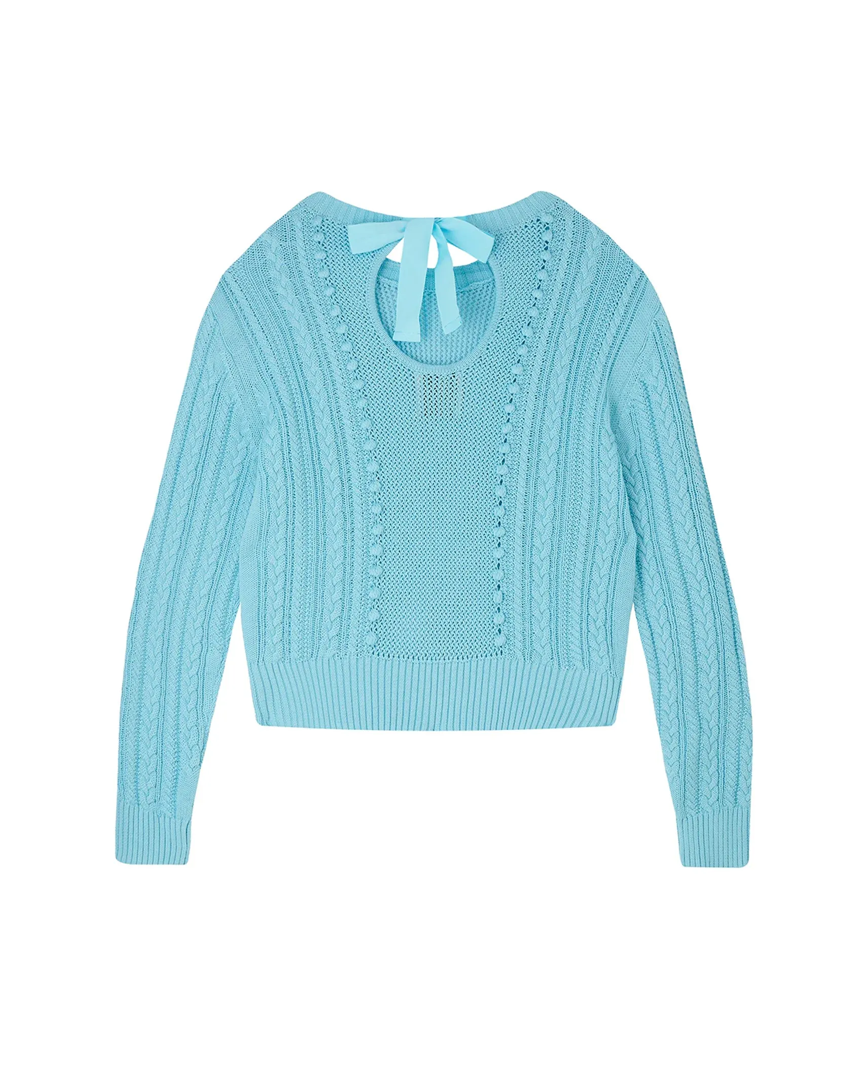 Jumper 1234 Aran Tie Back Crew Neck