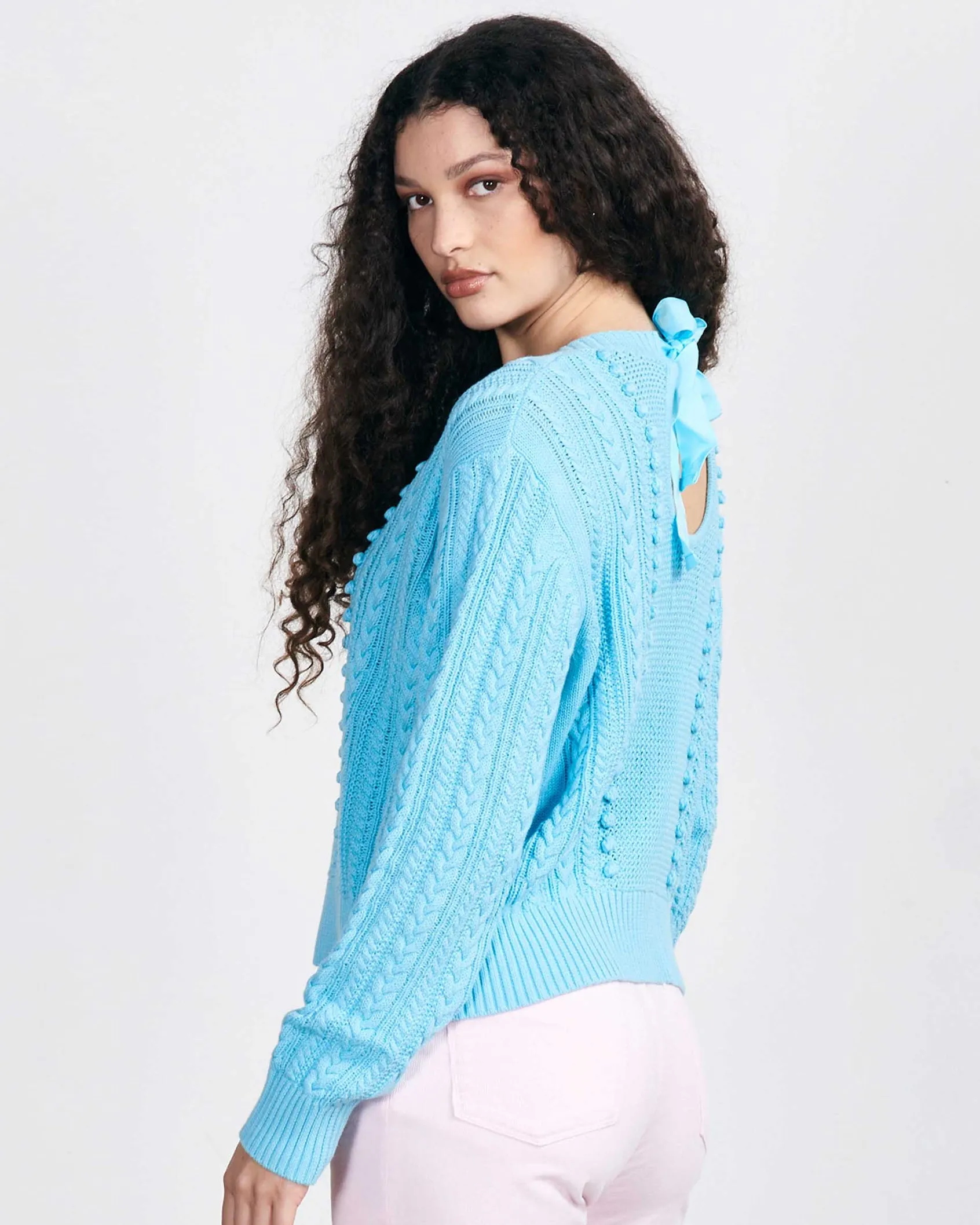 Jumper 1234 Aran Tie Back Crew Neck