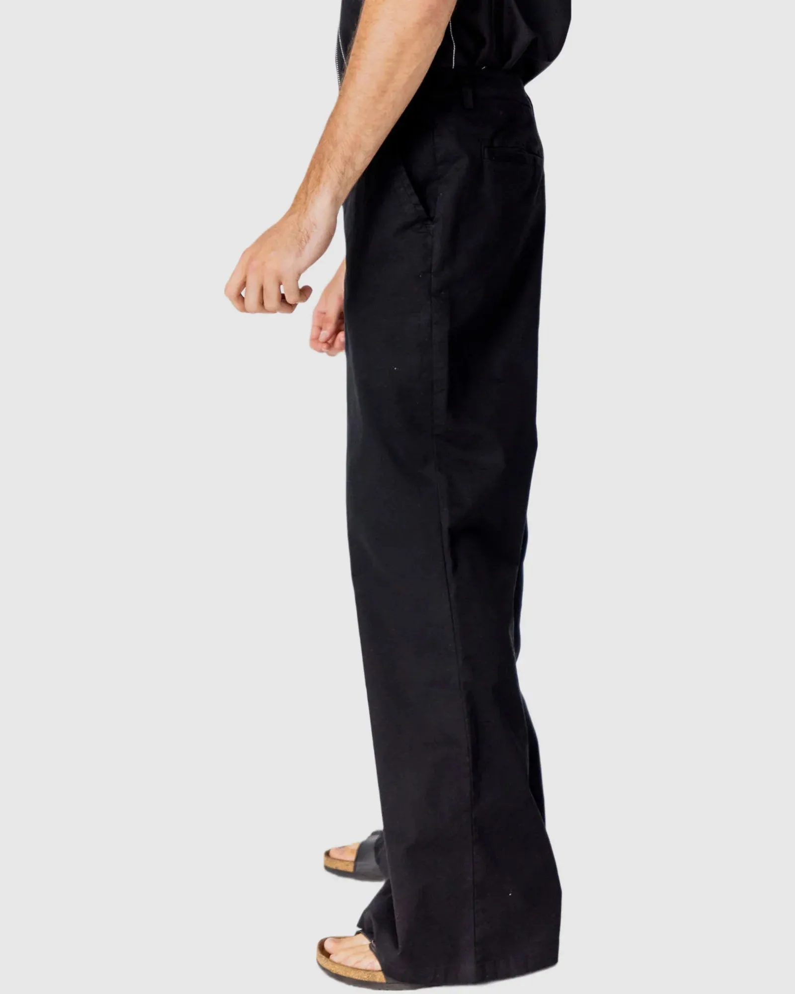 Justin Cassin Bartel Flared Chino Pants in Black Color