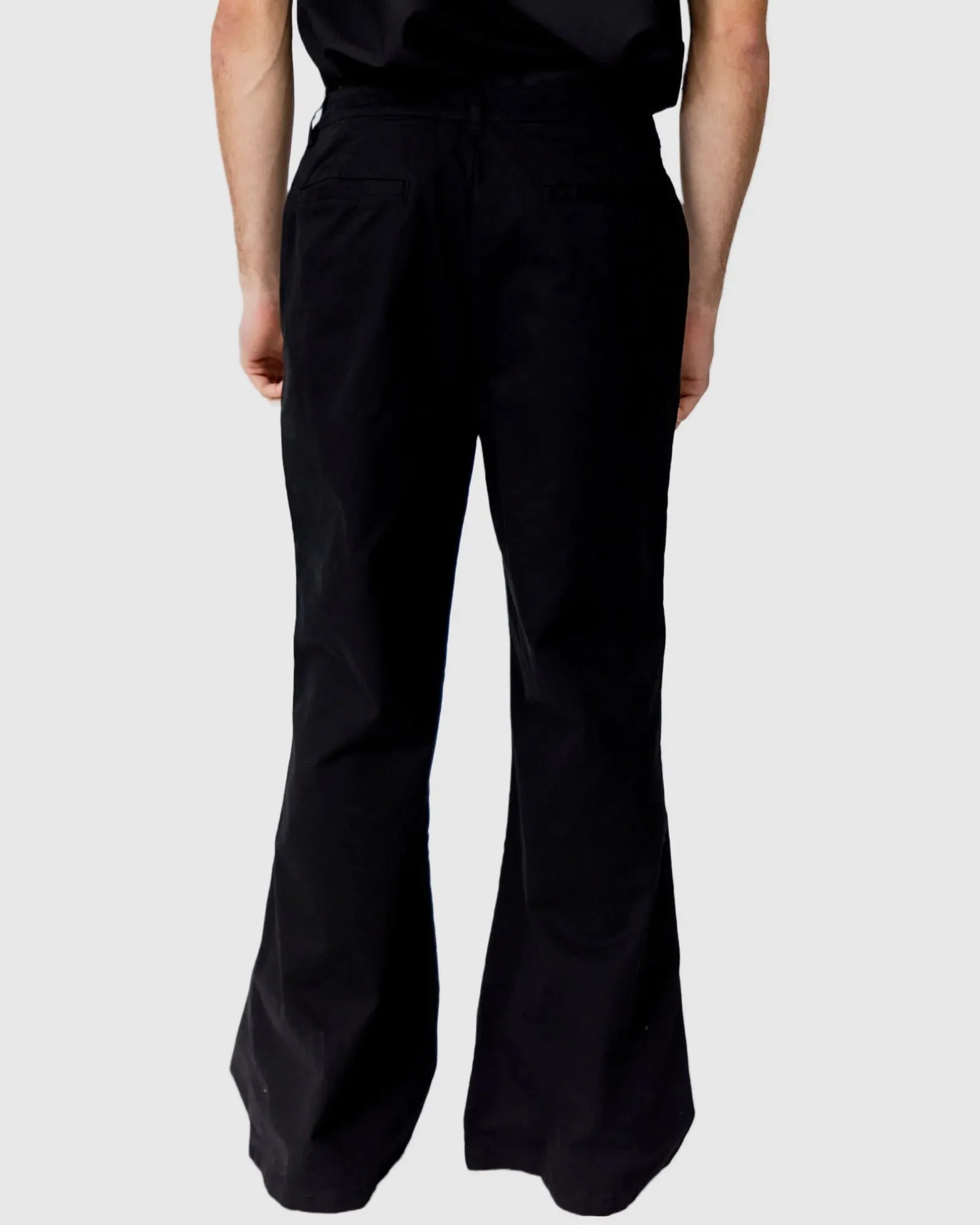 Justin Cassin Bartel Flared Chino Pants in Black Color