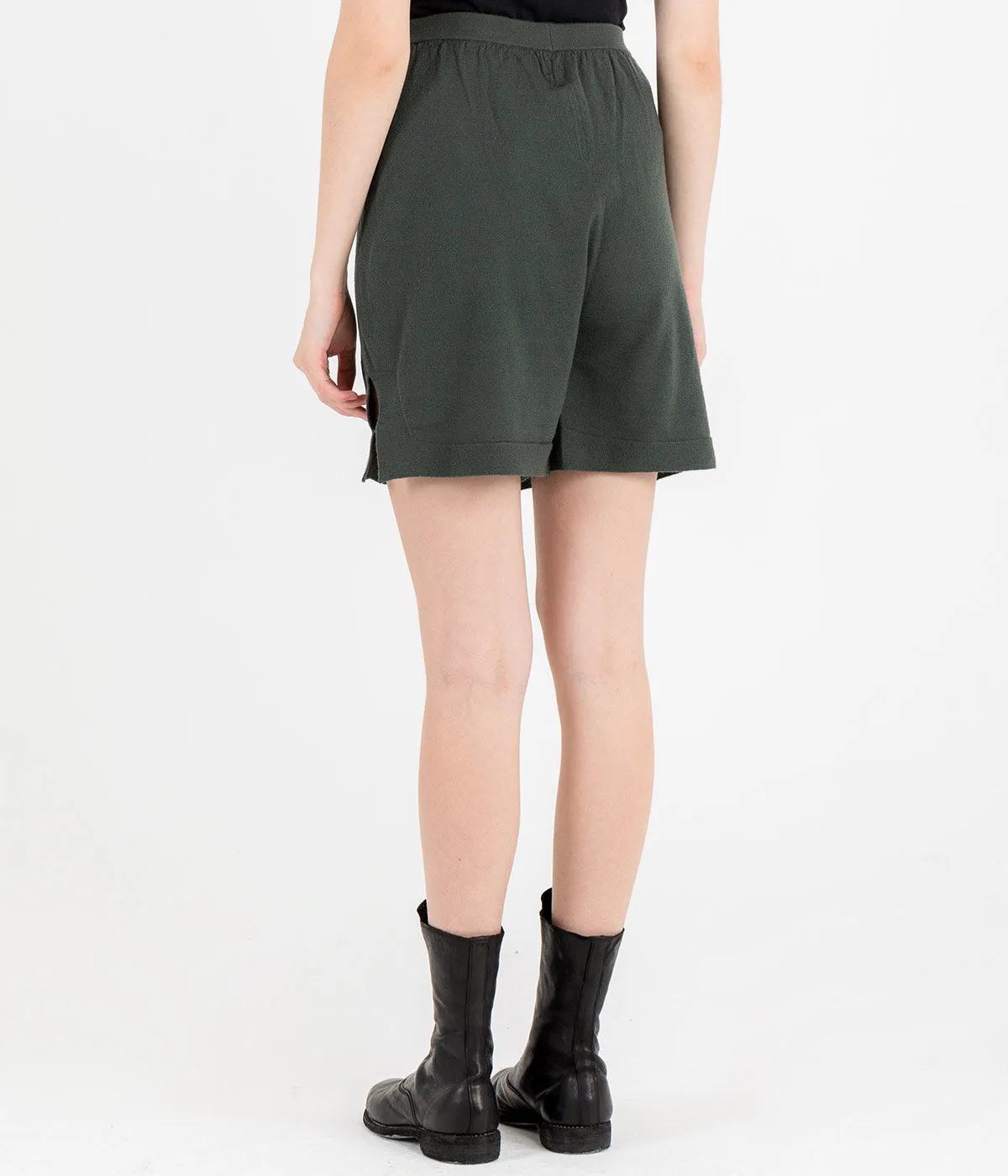 Khaki Green Cashmere Shorts