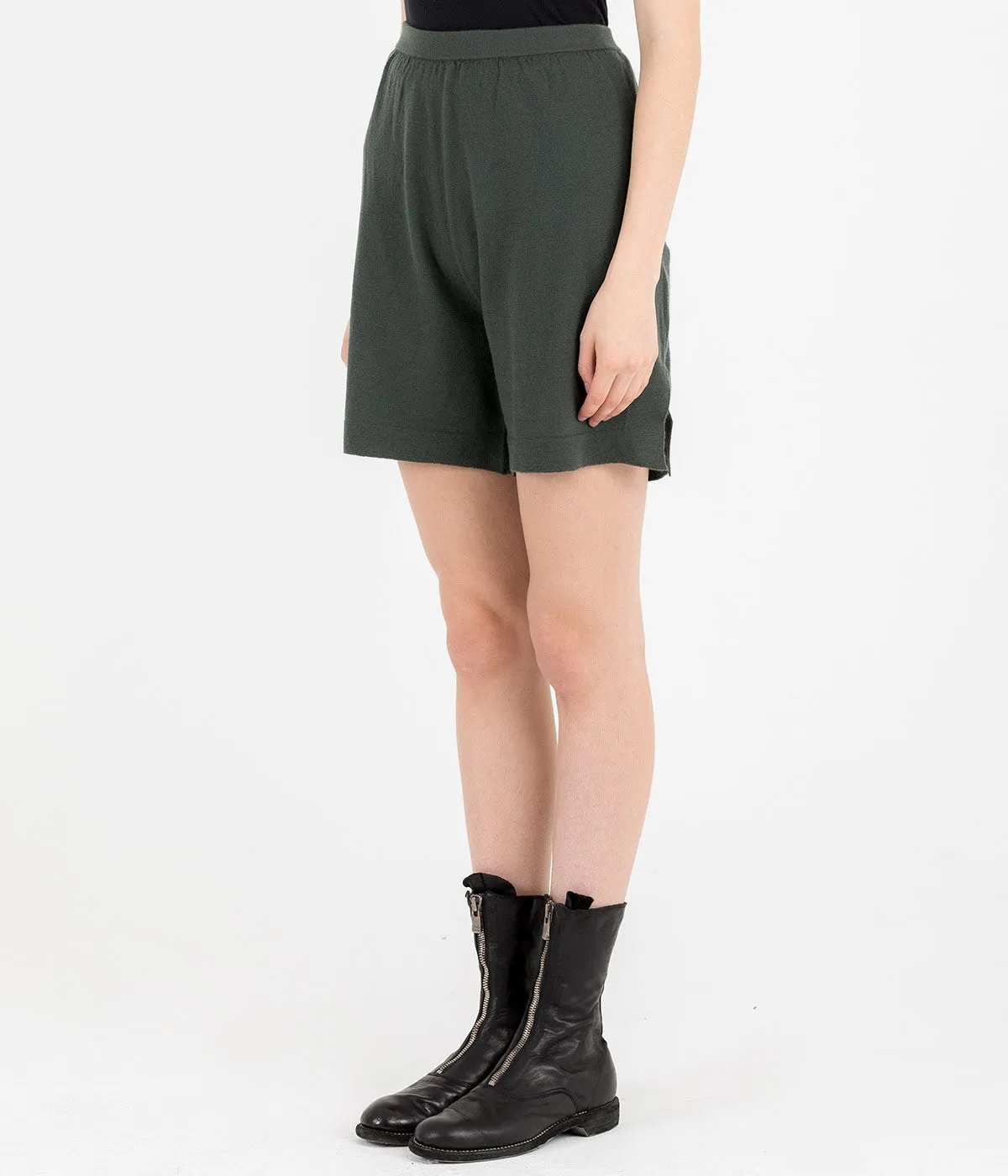 Khaki Green Cashmere Shorts