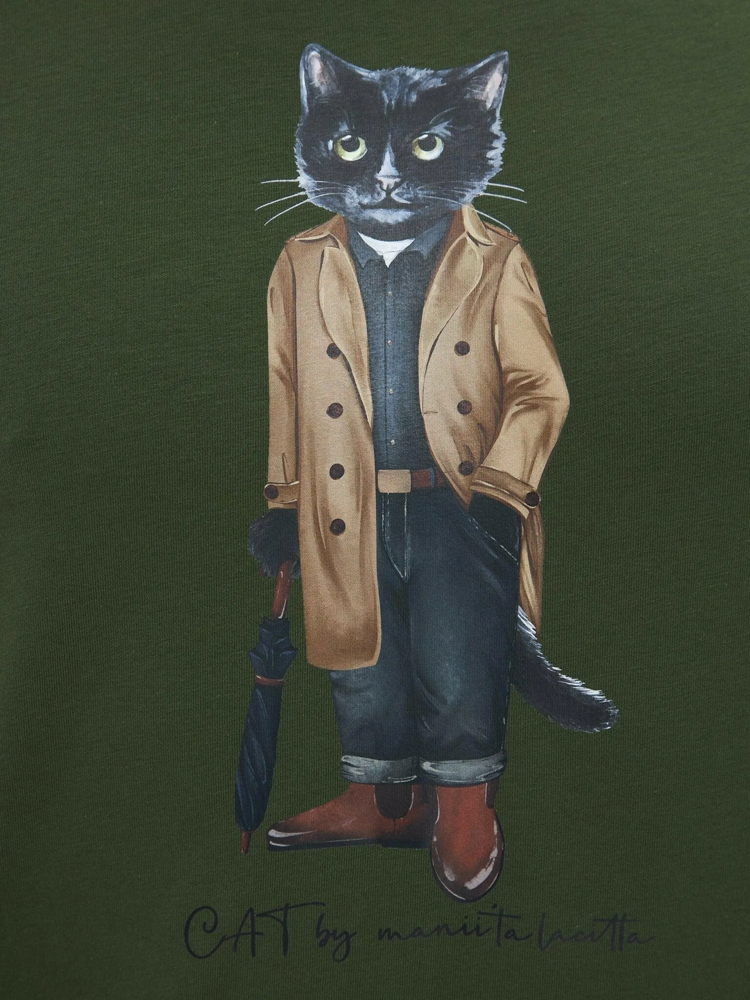 Khaki Printed T-shirt TRENCH COAT CAT