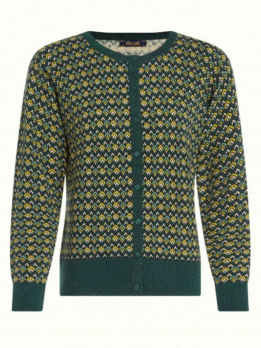 King Louie cardi roundneck darling pine green