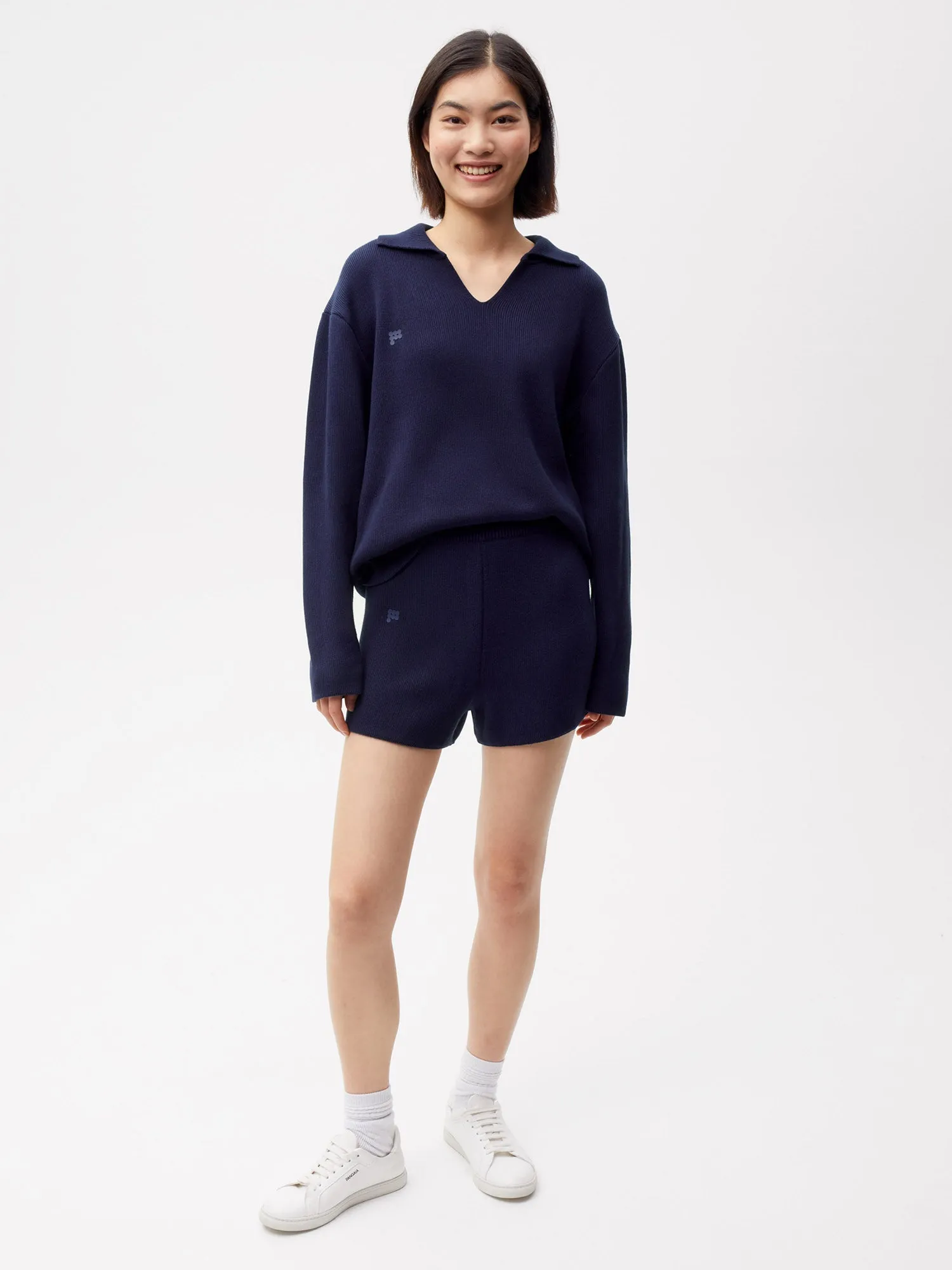 Knit Shorts—navy blue