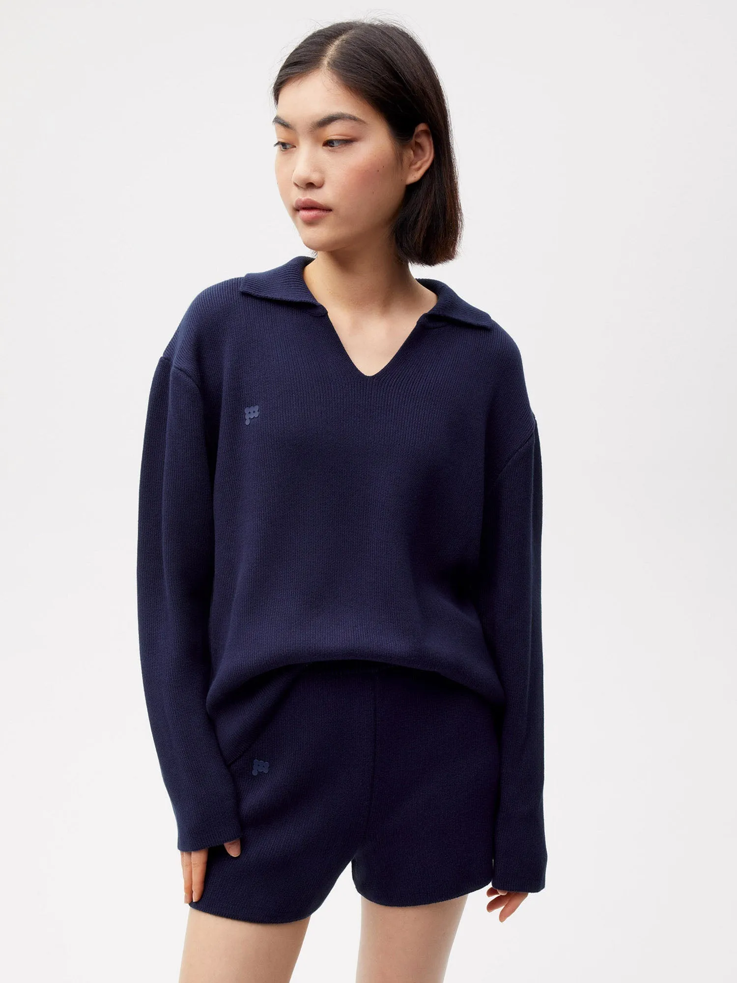 Knit Shorts—navy blue