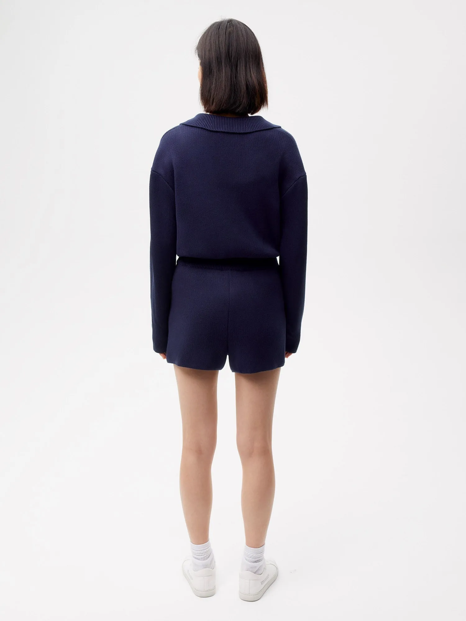 Knit Shorts—navy blue