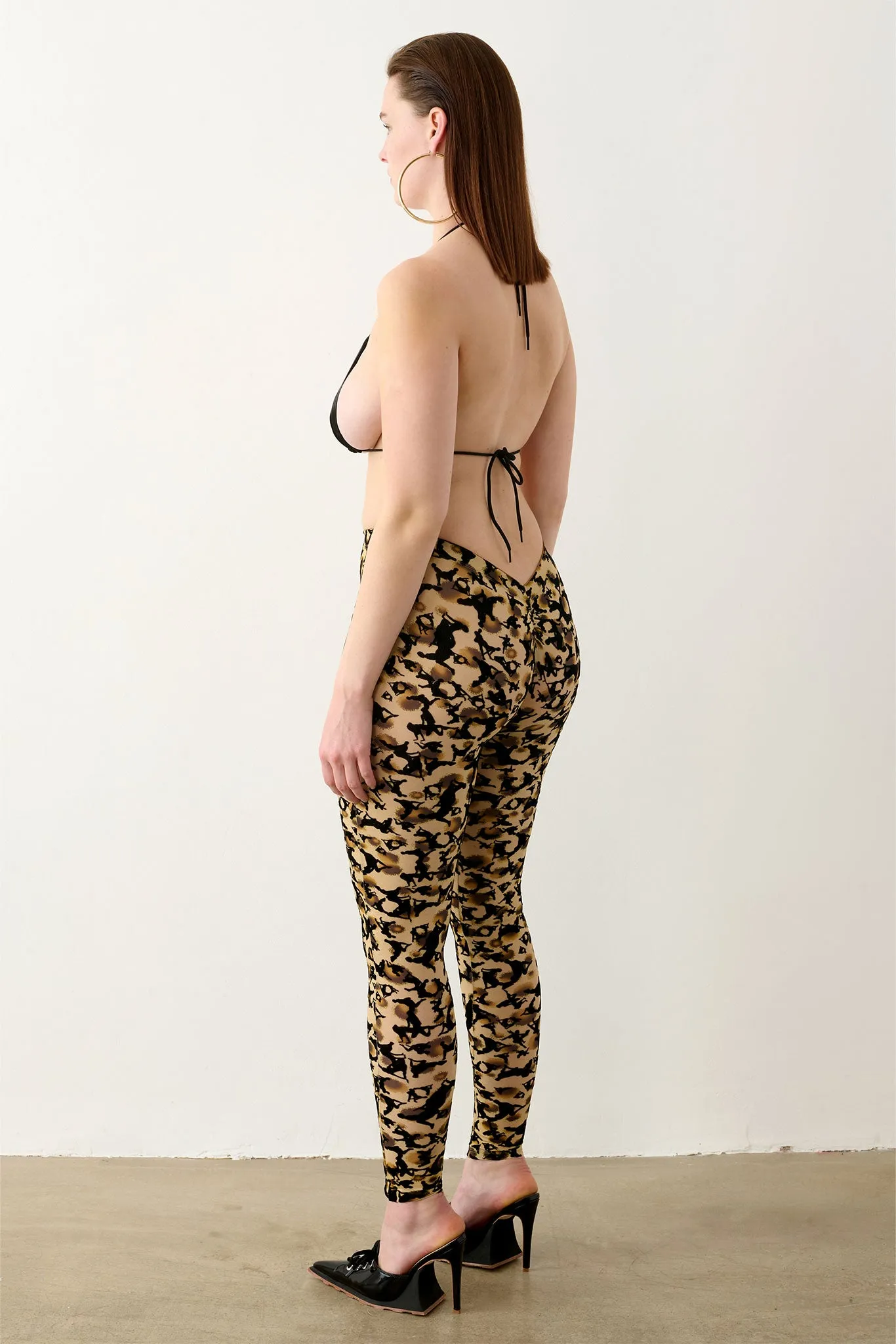 Knockout Leggings Beige Leopard Print