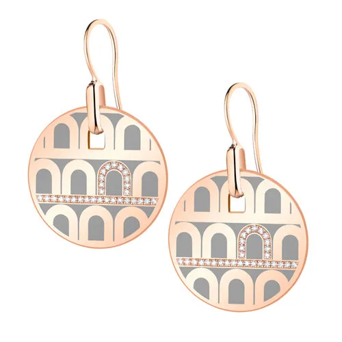 L'Arc de DAVIDOR Pendant Earring GM, 18k Rose Gold with Lacquered Ceramic and Porta Diamonds