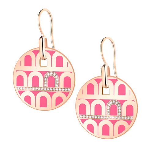 L'Arc de DAVIDOR Pendant Earring GM, 18k Rose Gold with Lacquered Ceramic and Porta Diamonds