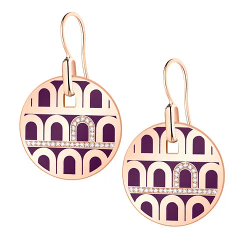 L'Arc de DAVIDOR Pendant Earring GM, 18k Rose Gold with Lacquered Ceramic and Porta Diamonds