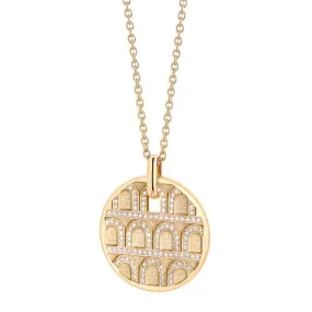 L'Arc de DAVIDOR Pendant GM, 18k Yellow Gold with Satin Finish and Palais Diamonds