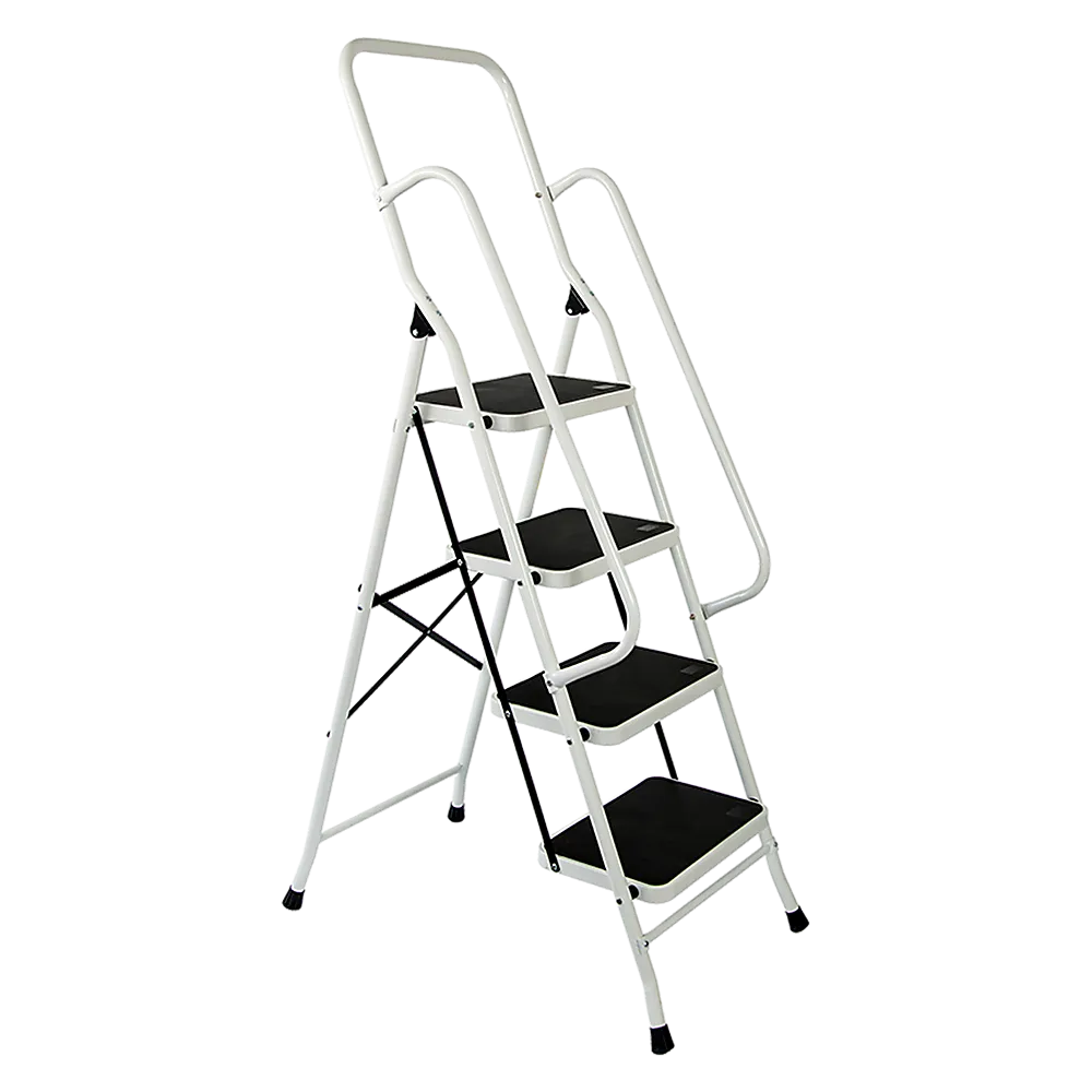 Lightweight Foldable Non-Slip 4 Step Ladder with Handrails