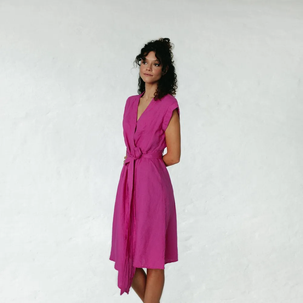 Linen dress Ayu neon pink by Seaside Tones