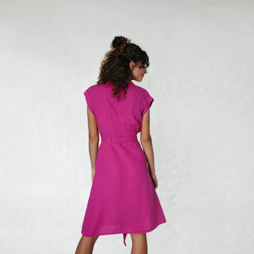 Linen dress Ayu neon pink by Seaside Tones