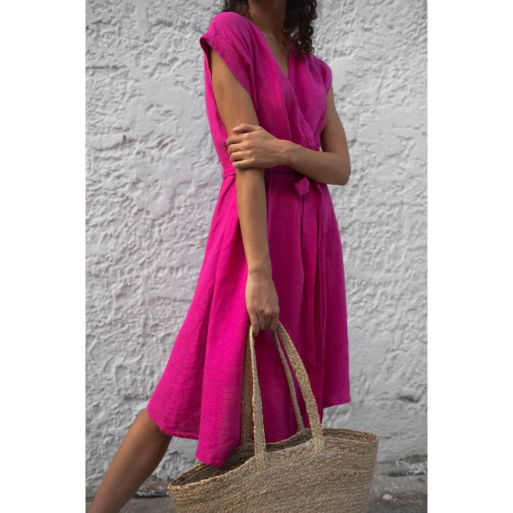 Linen dress Ayu neon pink by Seaside Tones