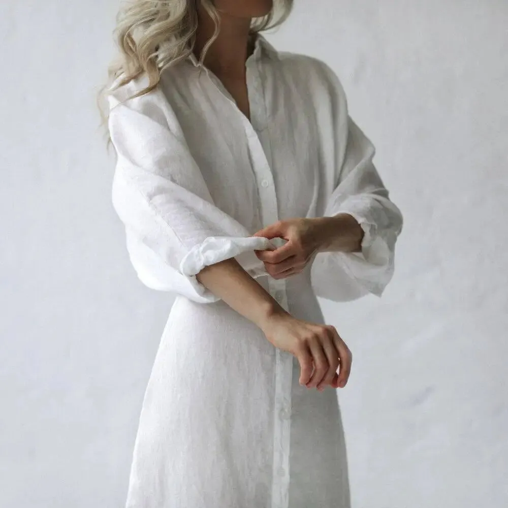 Linen Dress Nea White by Seaside Tones