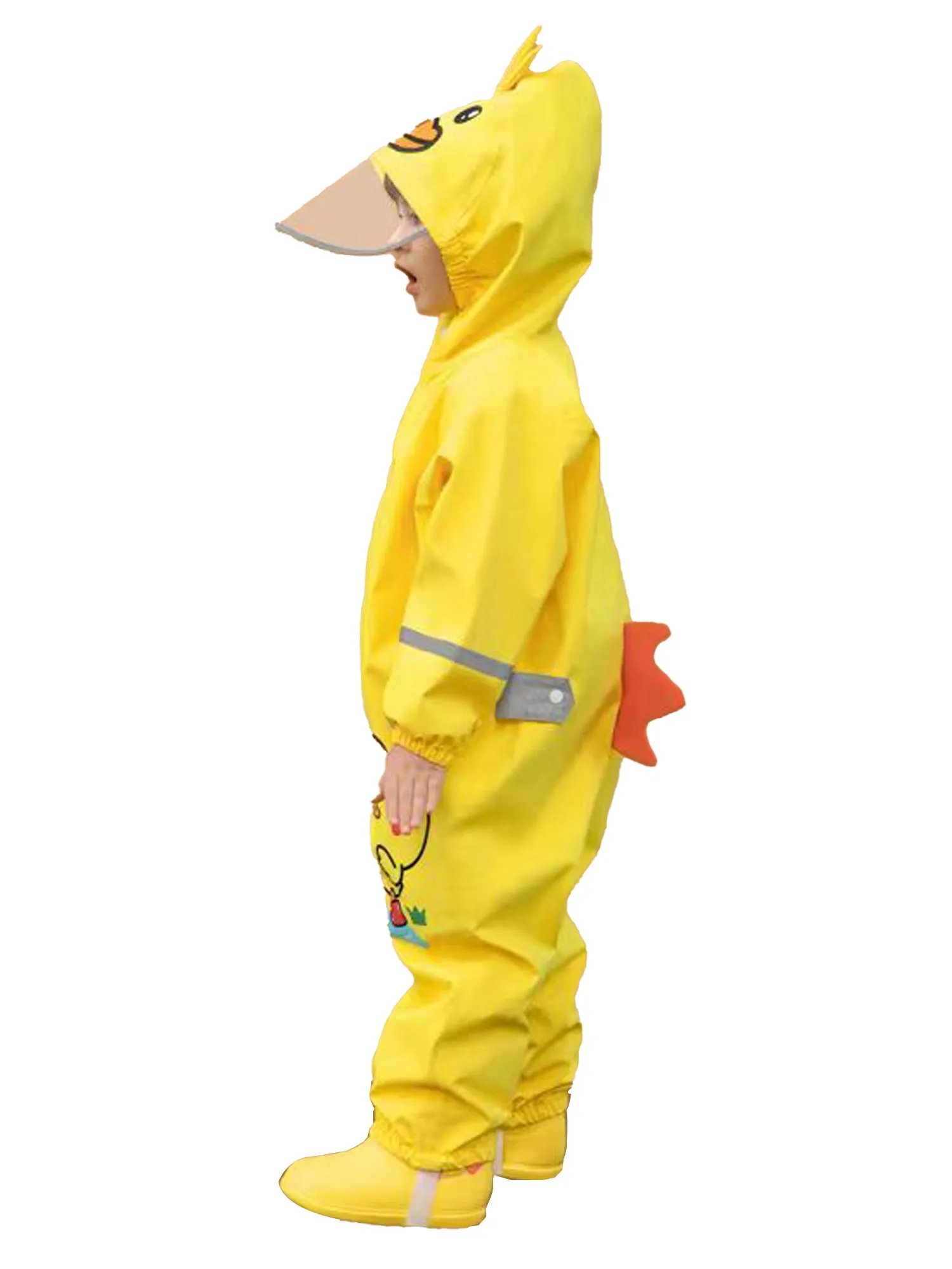 Little Surprise Box Yellow Duckling theme full Jumpsuit Style Raincoat for Toddlers and Kids