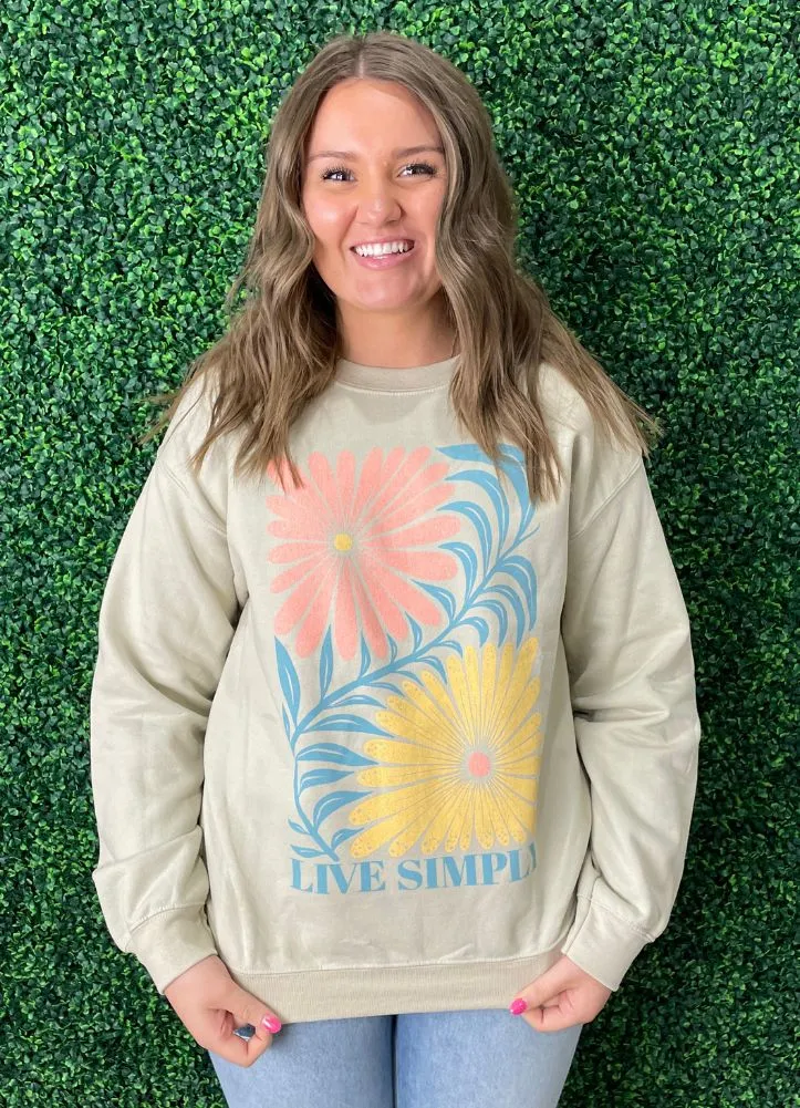 Live Simply Sweatshirt in Beige by Oliver and Otis