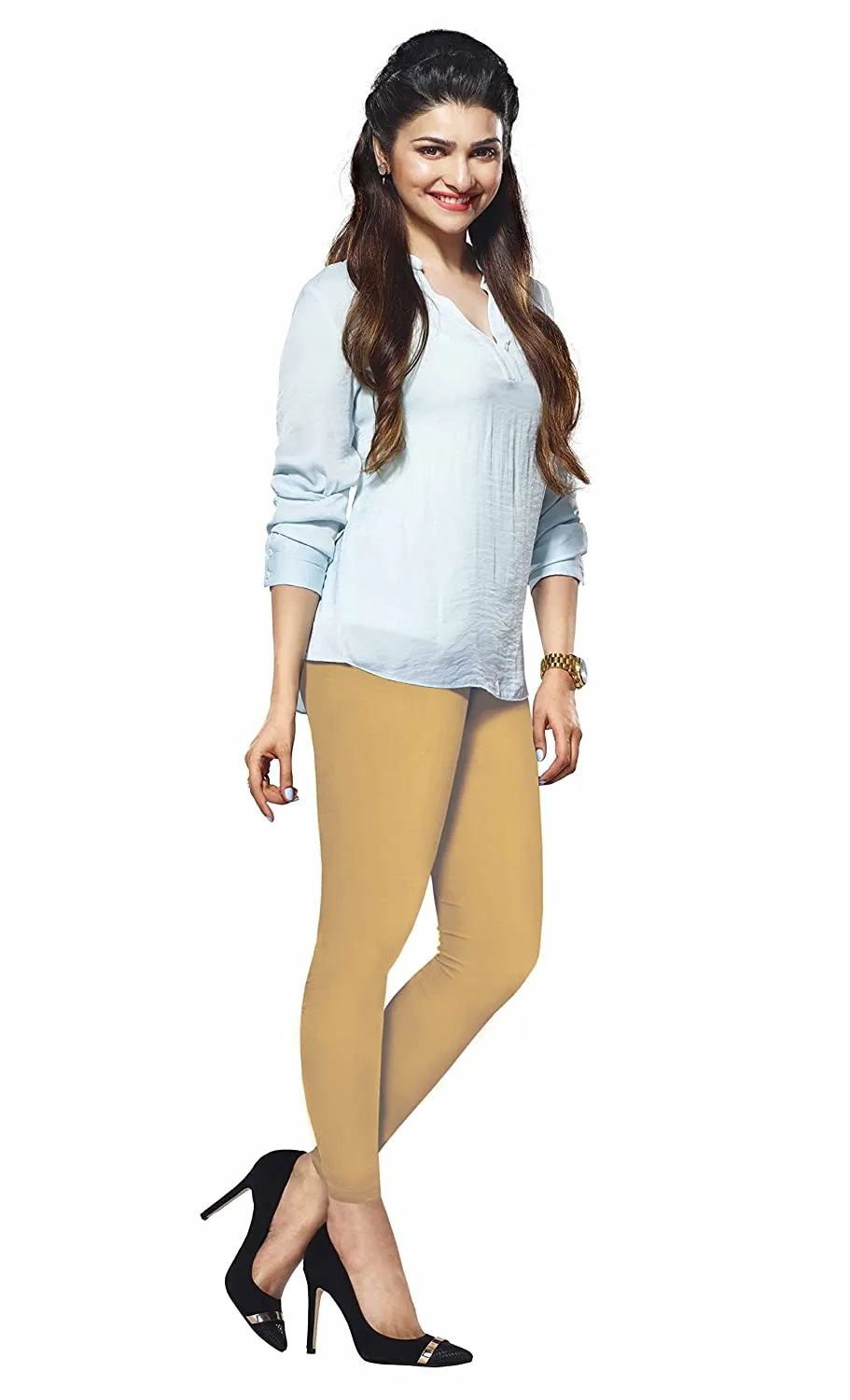 Lux Lyra Ankle Length Beige Leggings free Size for Ladies