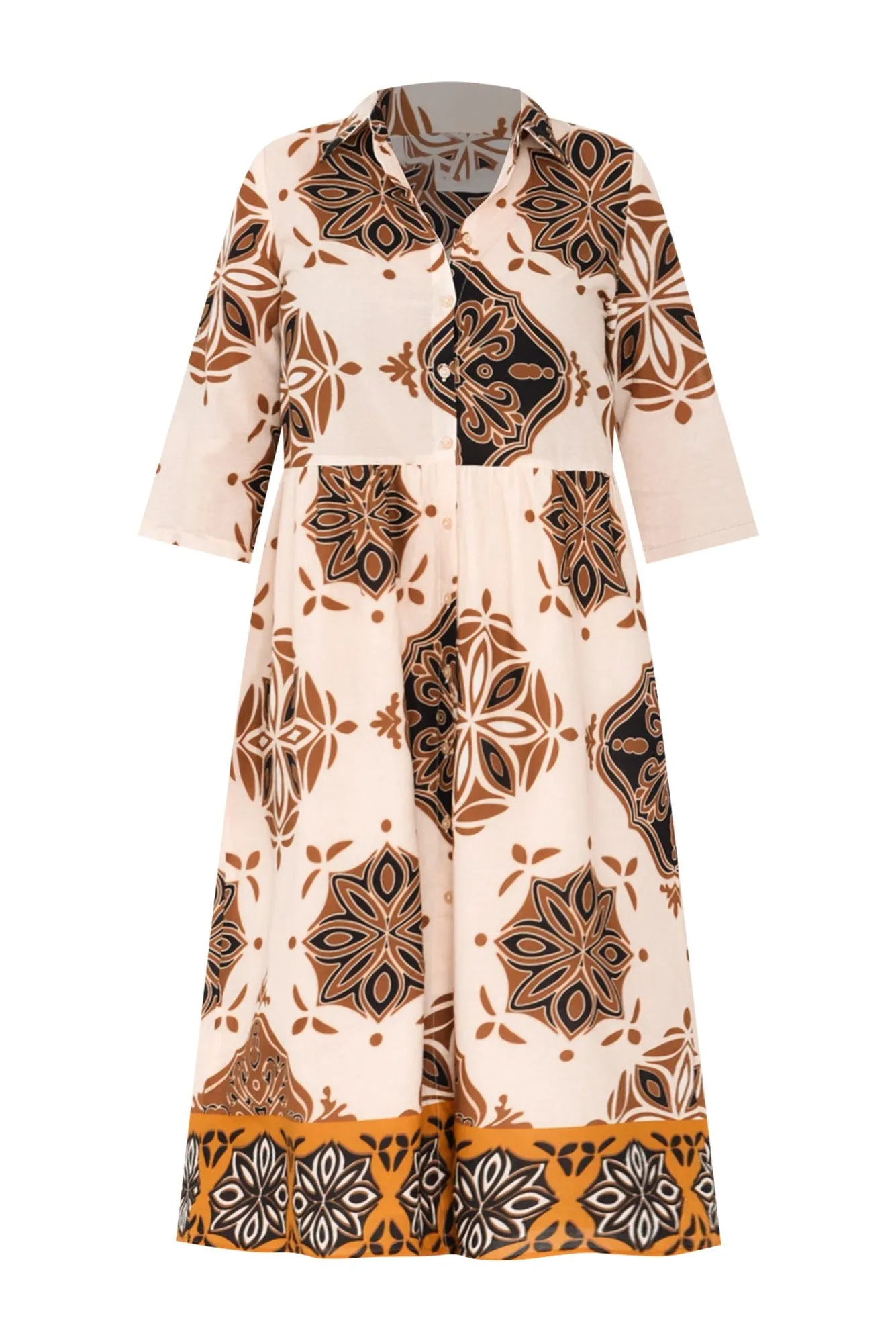 Madelina Brown Mosaic Cotton Dress