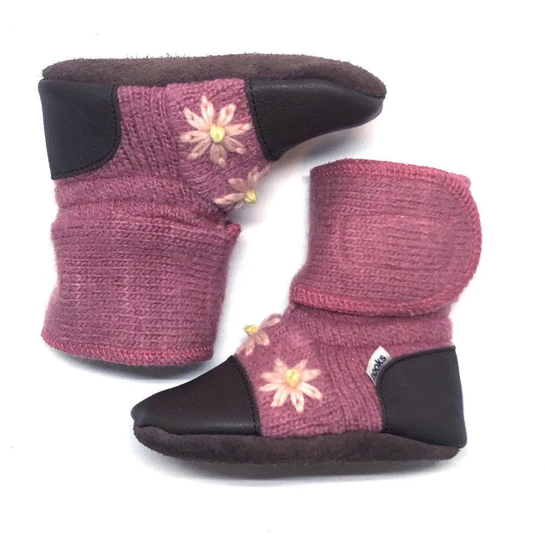 Magnolia Embroidered Felted Wool Booties