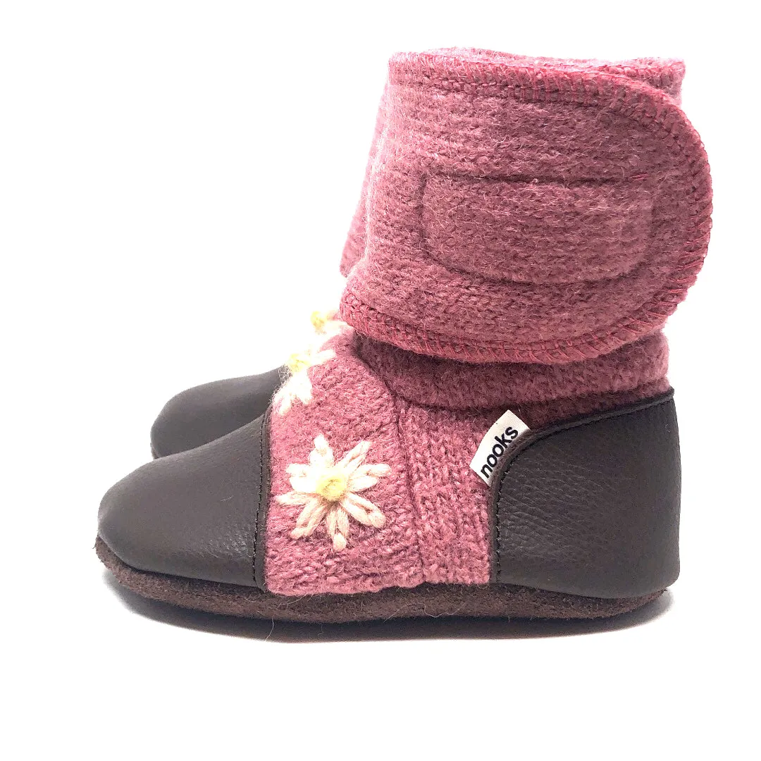 Magnolia Embroidered Felted Wool Booties