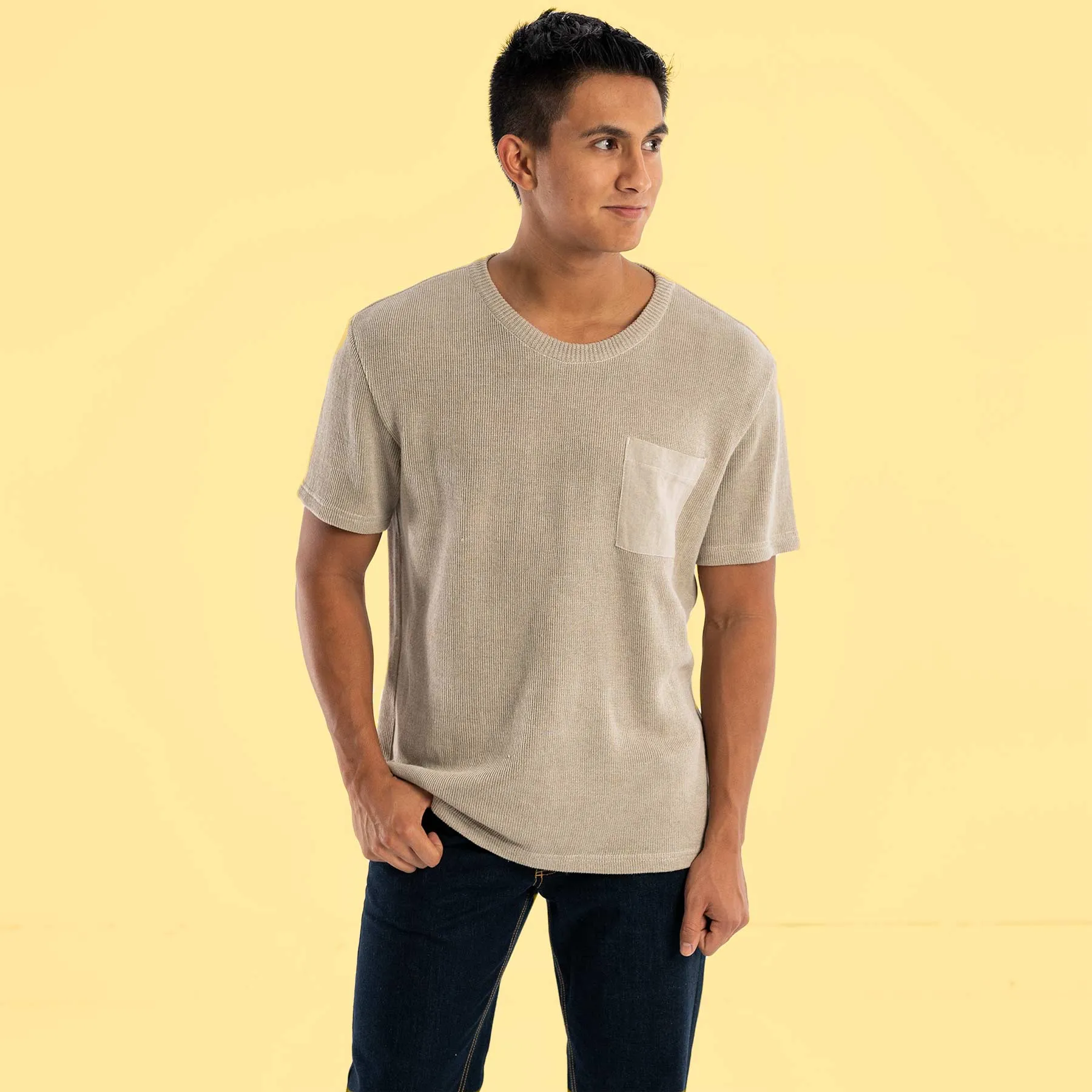 MANLEY BEACH 100% Organic Hemp Pocket T-Shirt (Thick Ribbed; Breathable)