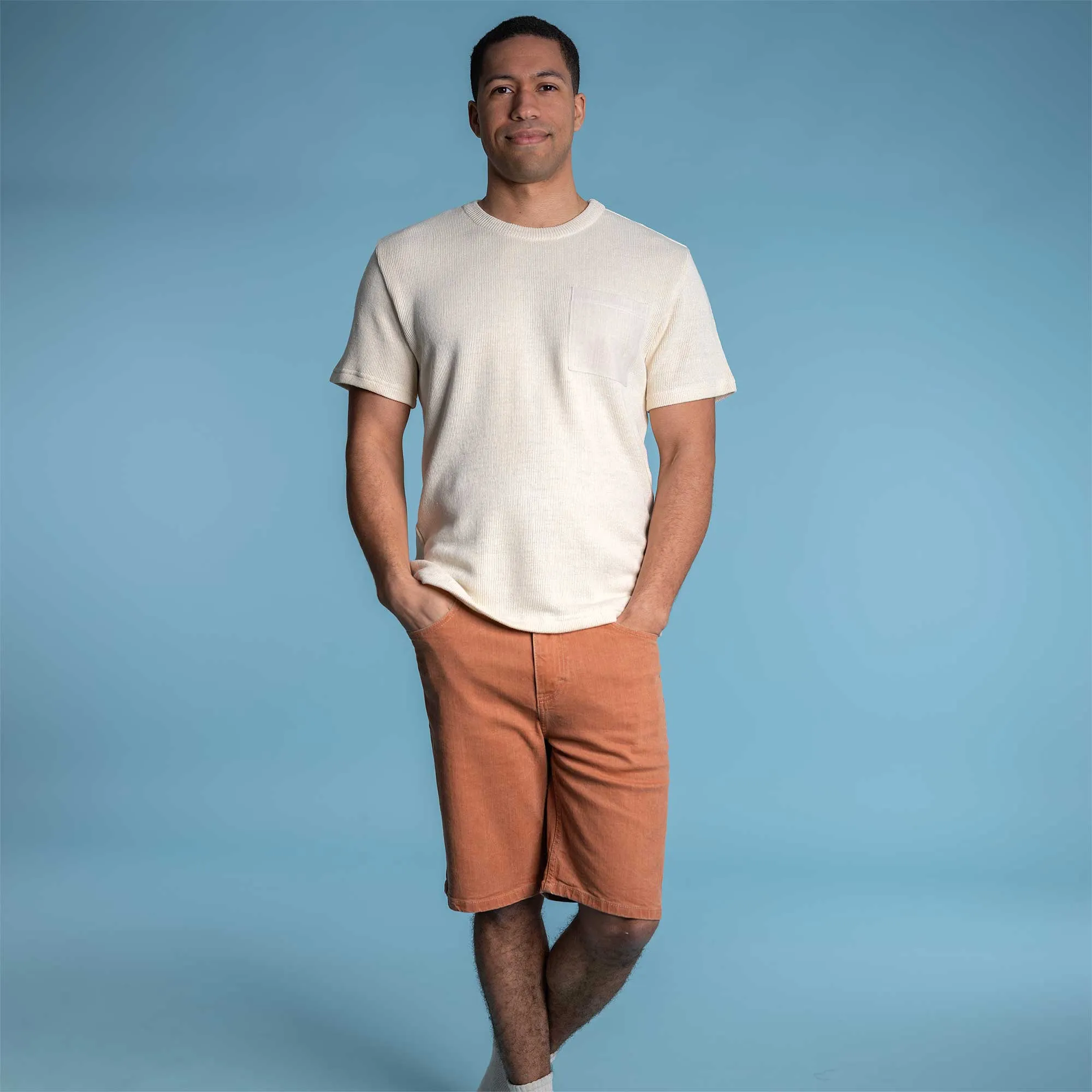 MANLEY BEACH 100% Organic Hemp Pocket T-Shirt (Thick Ribbed; Breathable)