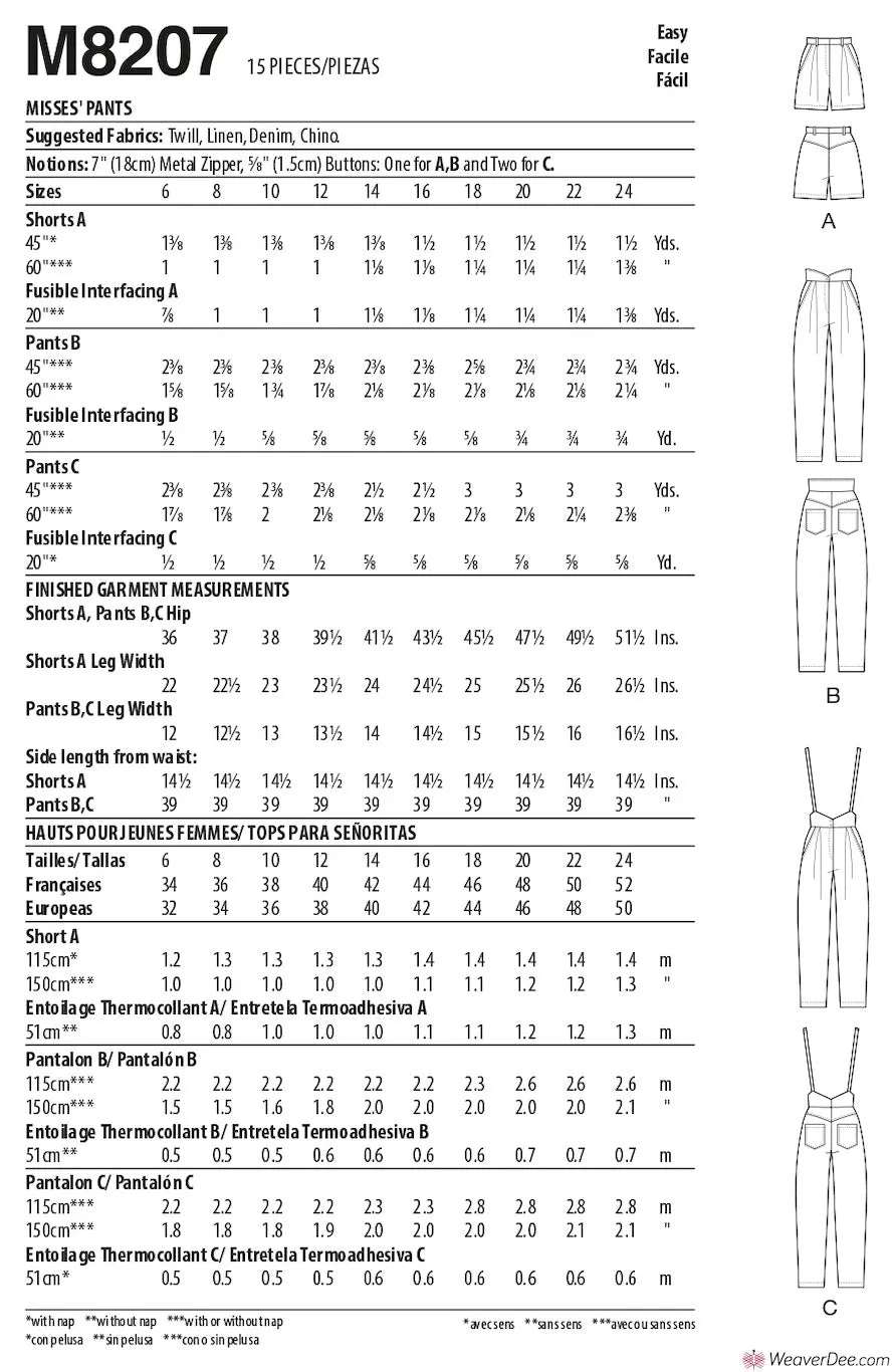 McCall's Pattern M8207 Misses' Trousers