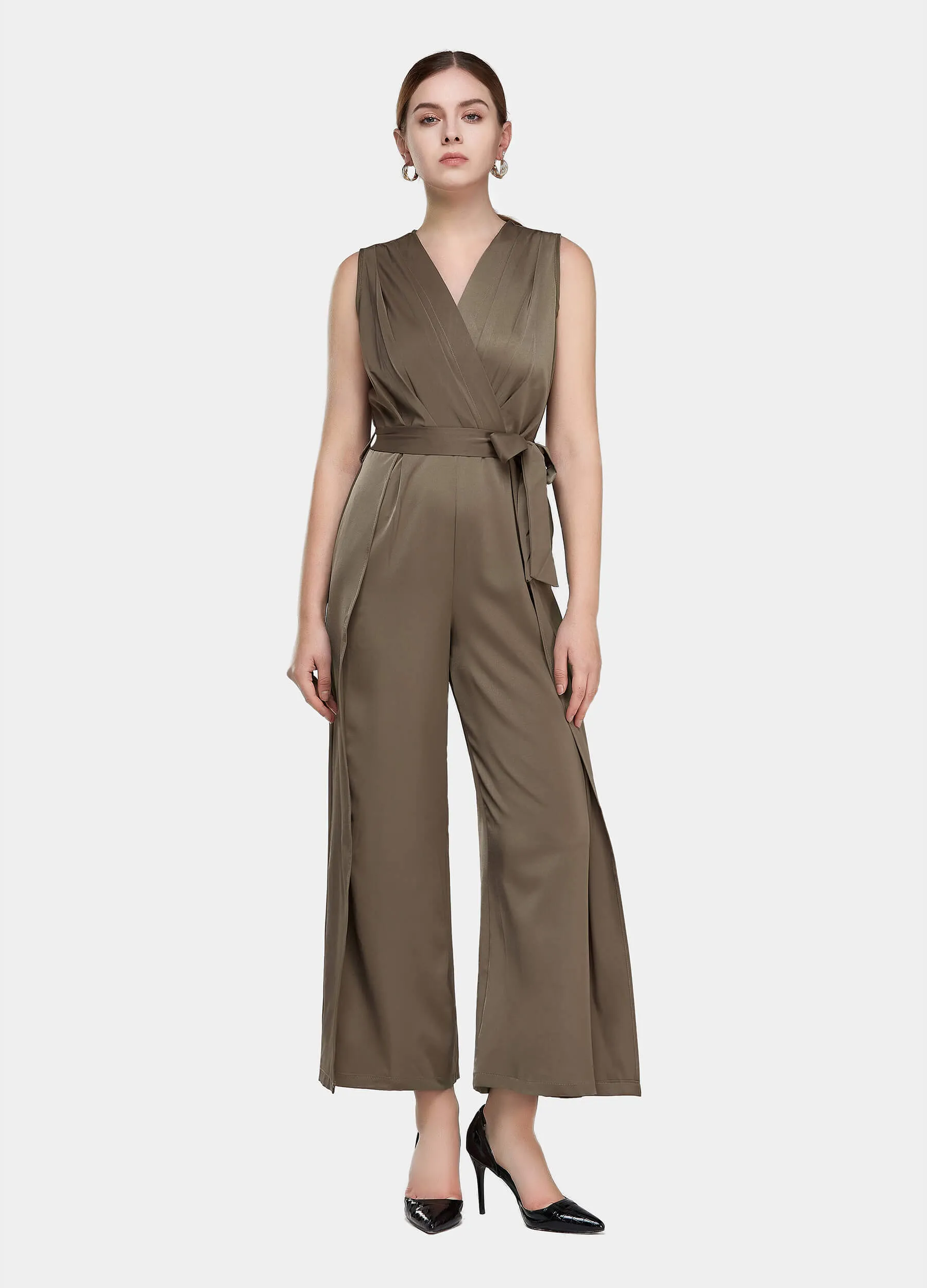 MECALA Wide Leg Jumpsuit Sleeveless Solid Color for women