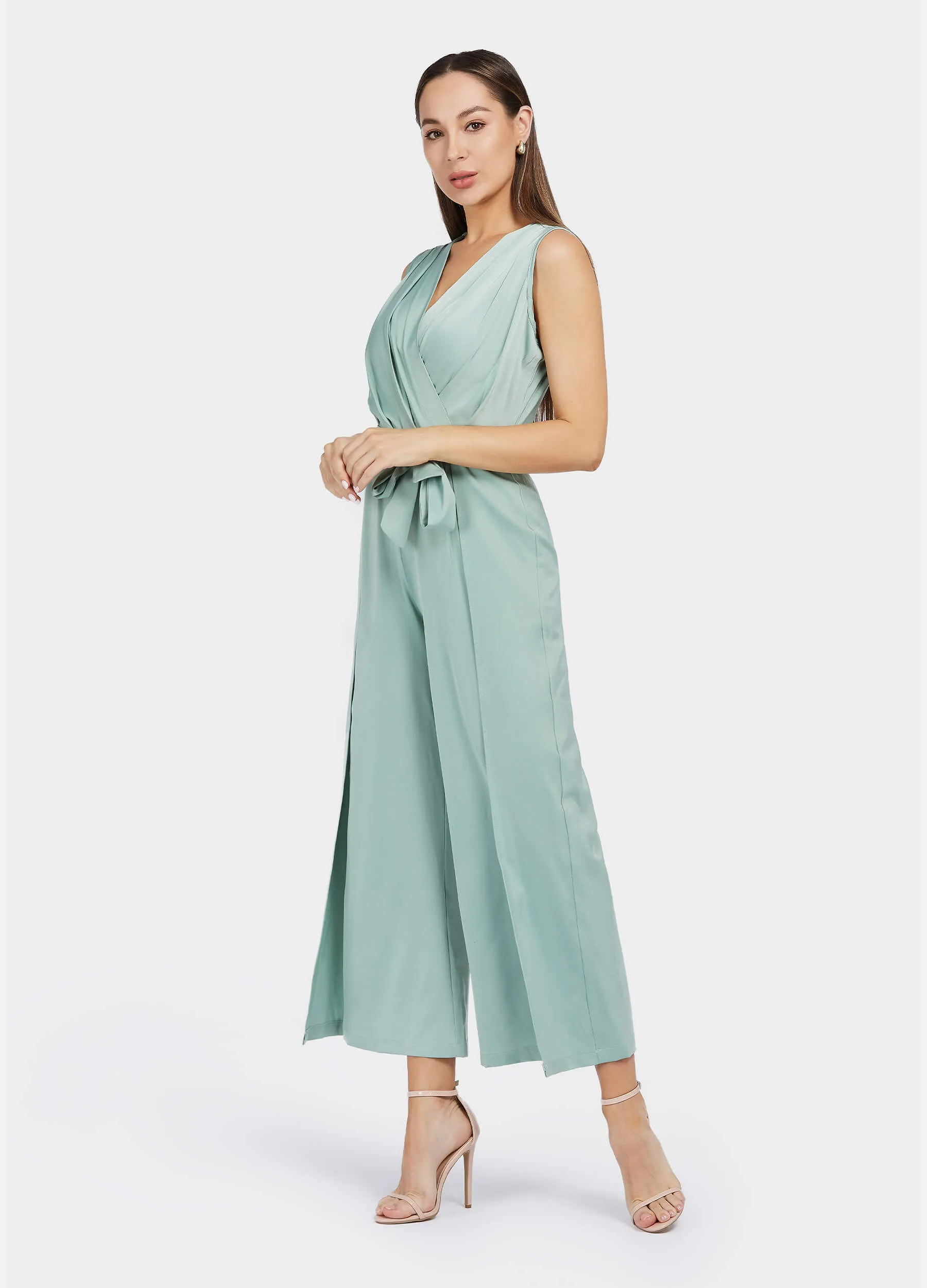 MECALA Wide Leg Jumpsuit Sleeveless Solid Color for women