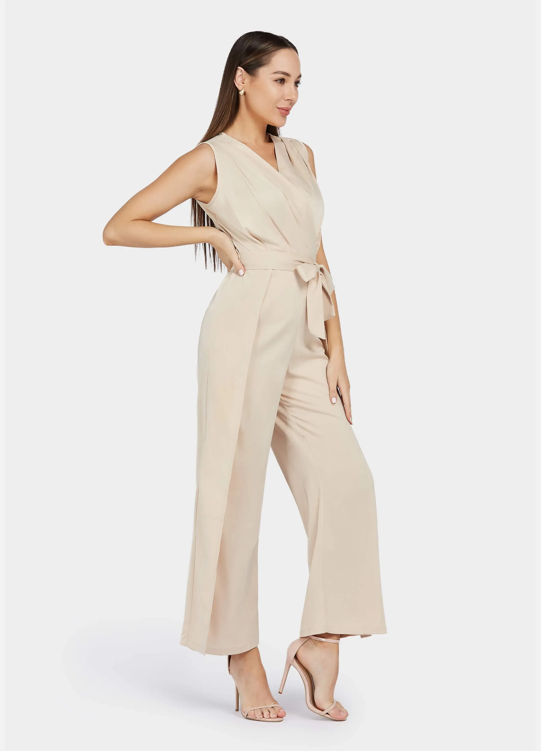 MECALA Wide Leg Jumpsuit Sleeveless Solid Color for women