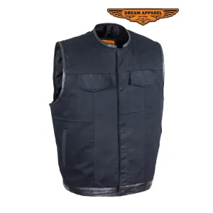 Men's Black Denim Gun Pocket Club Vest